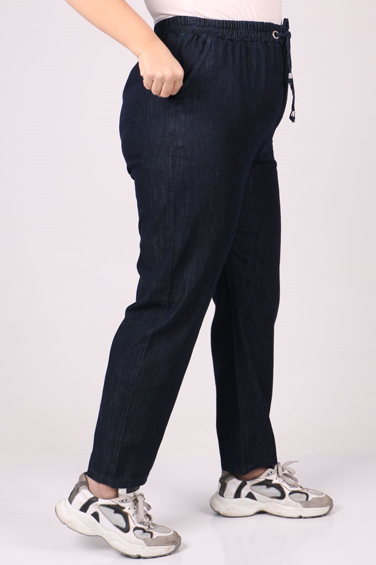 29001 Büyük Beden Dar Paça Kot Pantolon - Koyu Lacivert