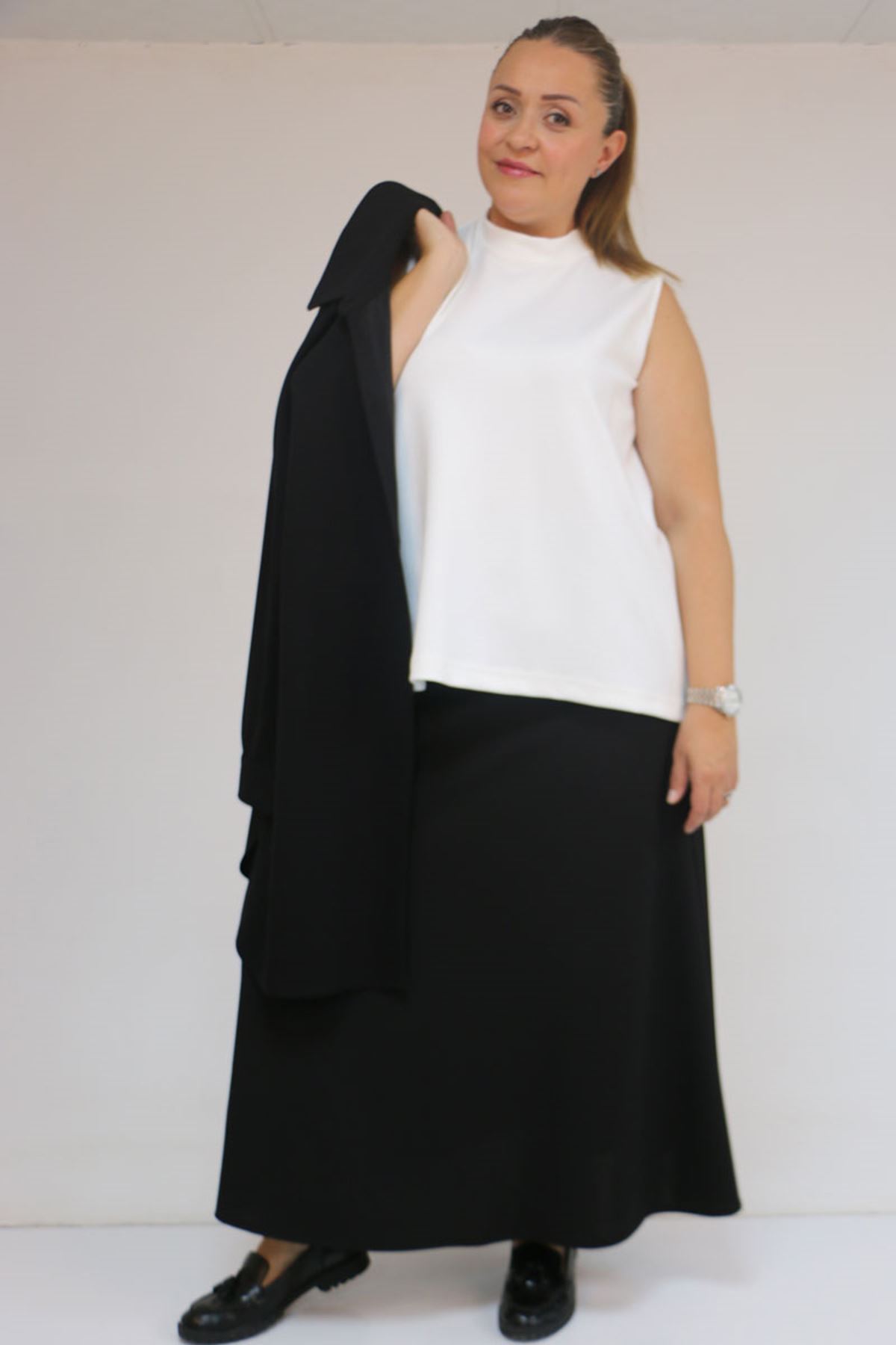 58510 Büyük Beden Kısa Modal İçlik - Ekru