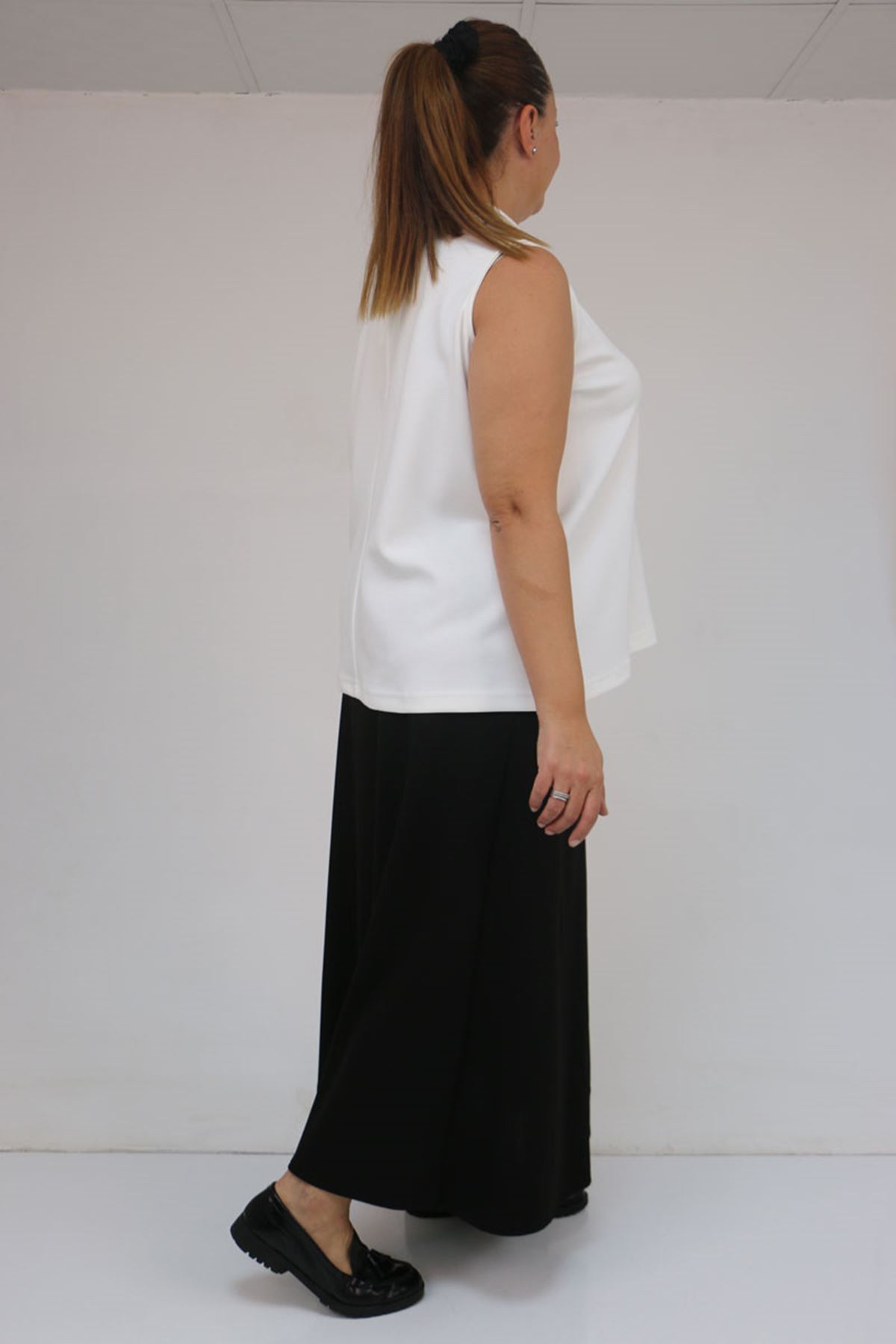 58510 Büyük Beden Kısa Modal İçlik - Ekru