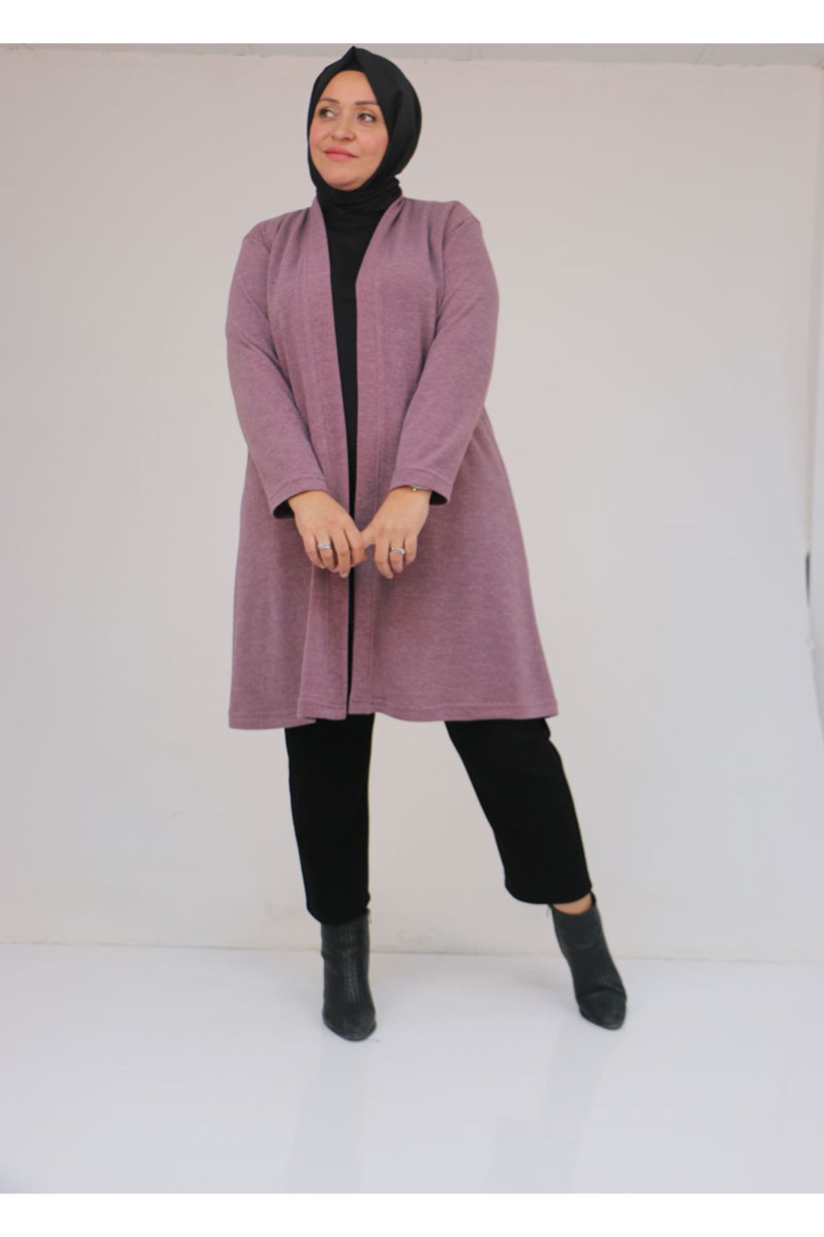 53036 Büyük Beden Mir Ceket - Gül Kurusu