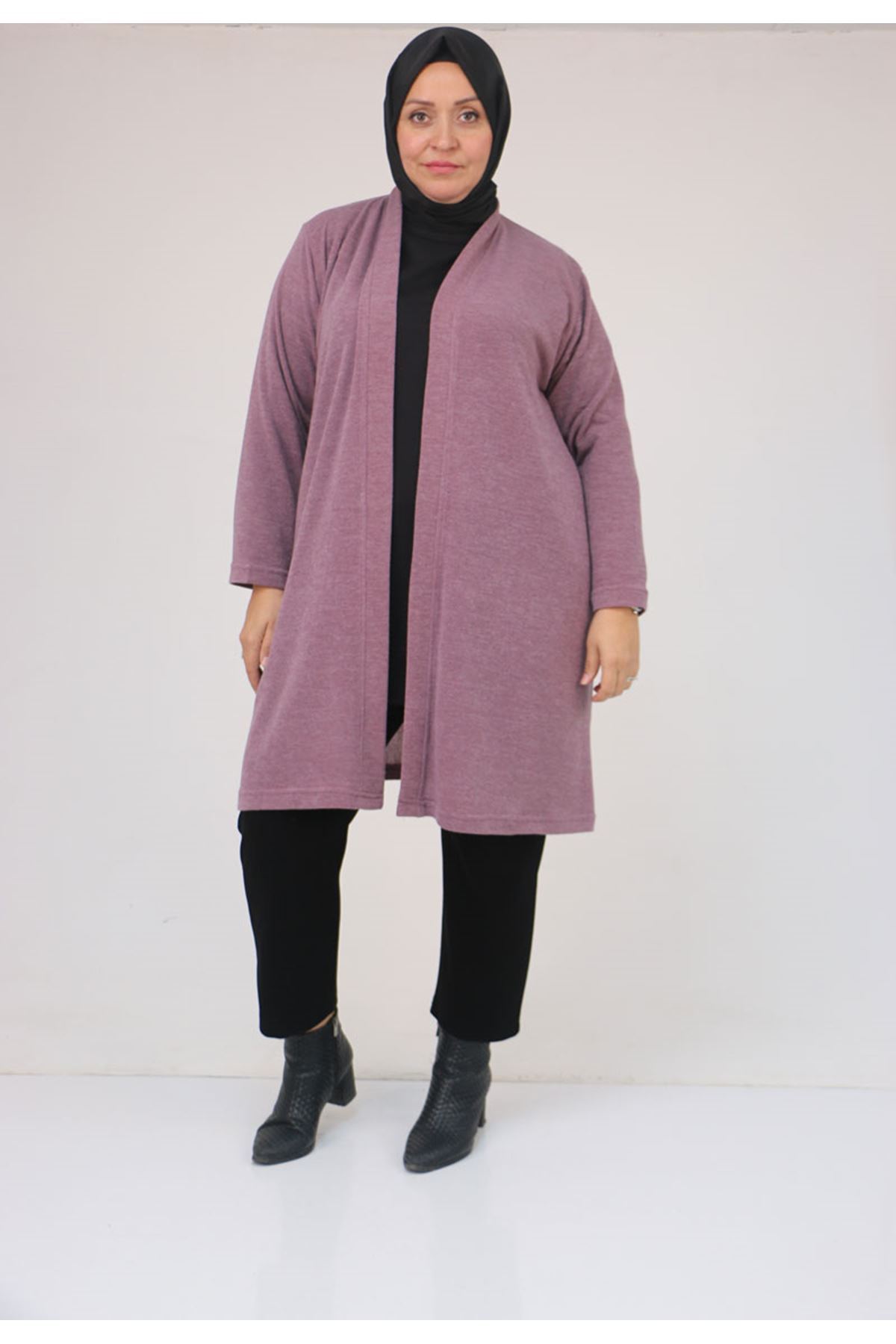 53036 Büyük Beden Mir Ceket - Gül Kurusu