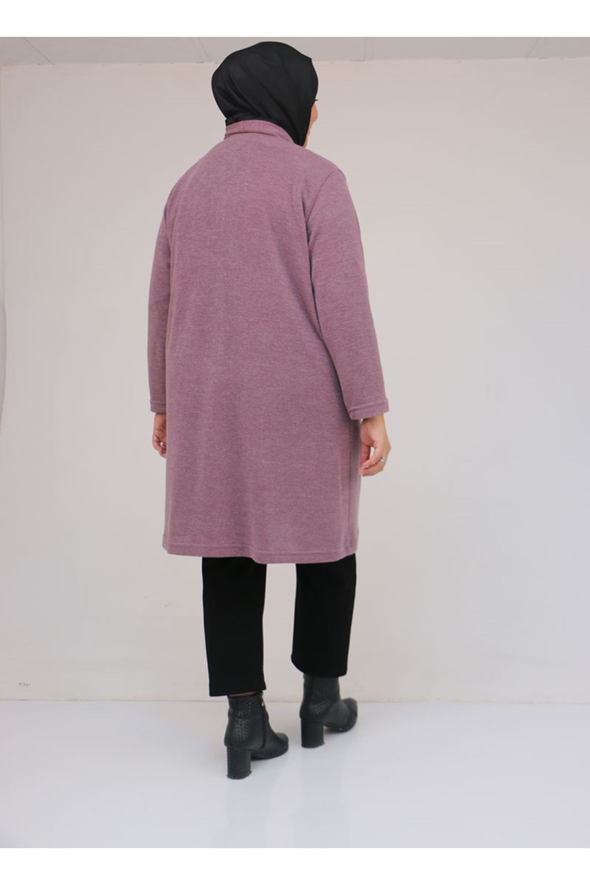 53036 Büyük Beden Mir Ceket - Gül Kurusu