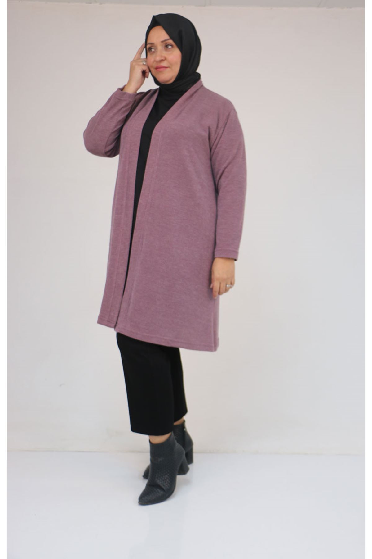 53036 Büyük Beden Mir Ceket - Gül Kurusu