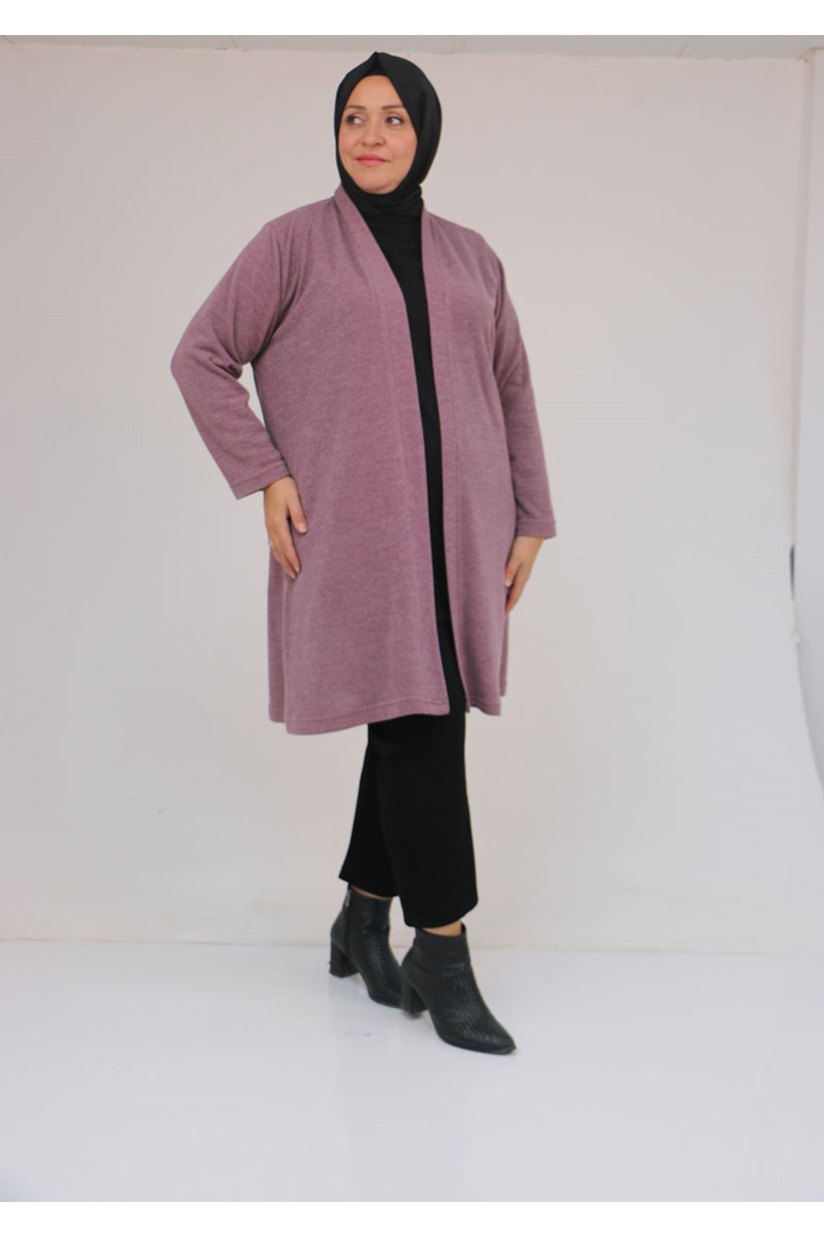 53036 Büyük Beden Mir Ceket - Gül Kurusu