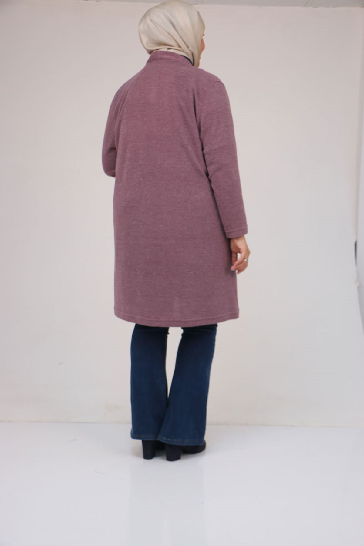 53034 Büyük Beden Cep Detaylı Mir Ceket - Gül Kurusu