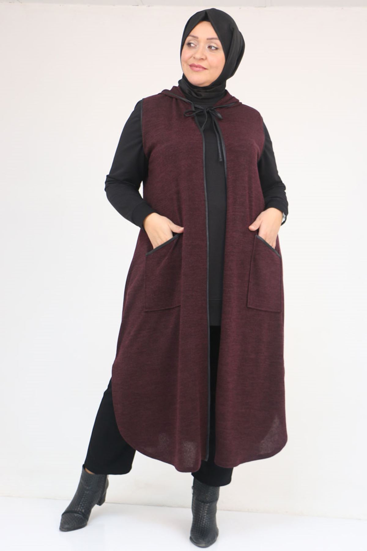 54014 Büyük Beden Waterport Biyeli Mir Yelek - Mürdüm