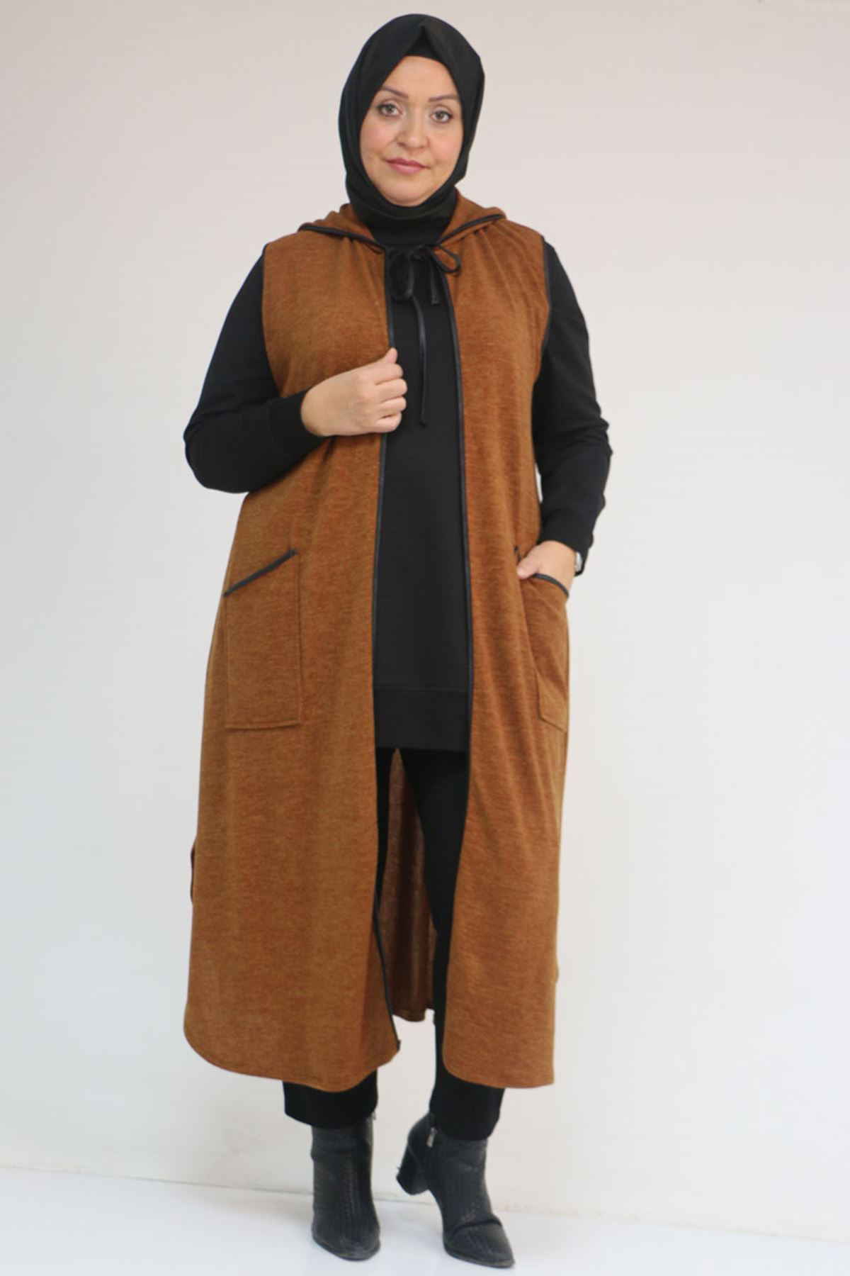 54014 Büyük Beden Waterport Biyeli Mir Yelek - Taba