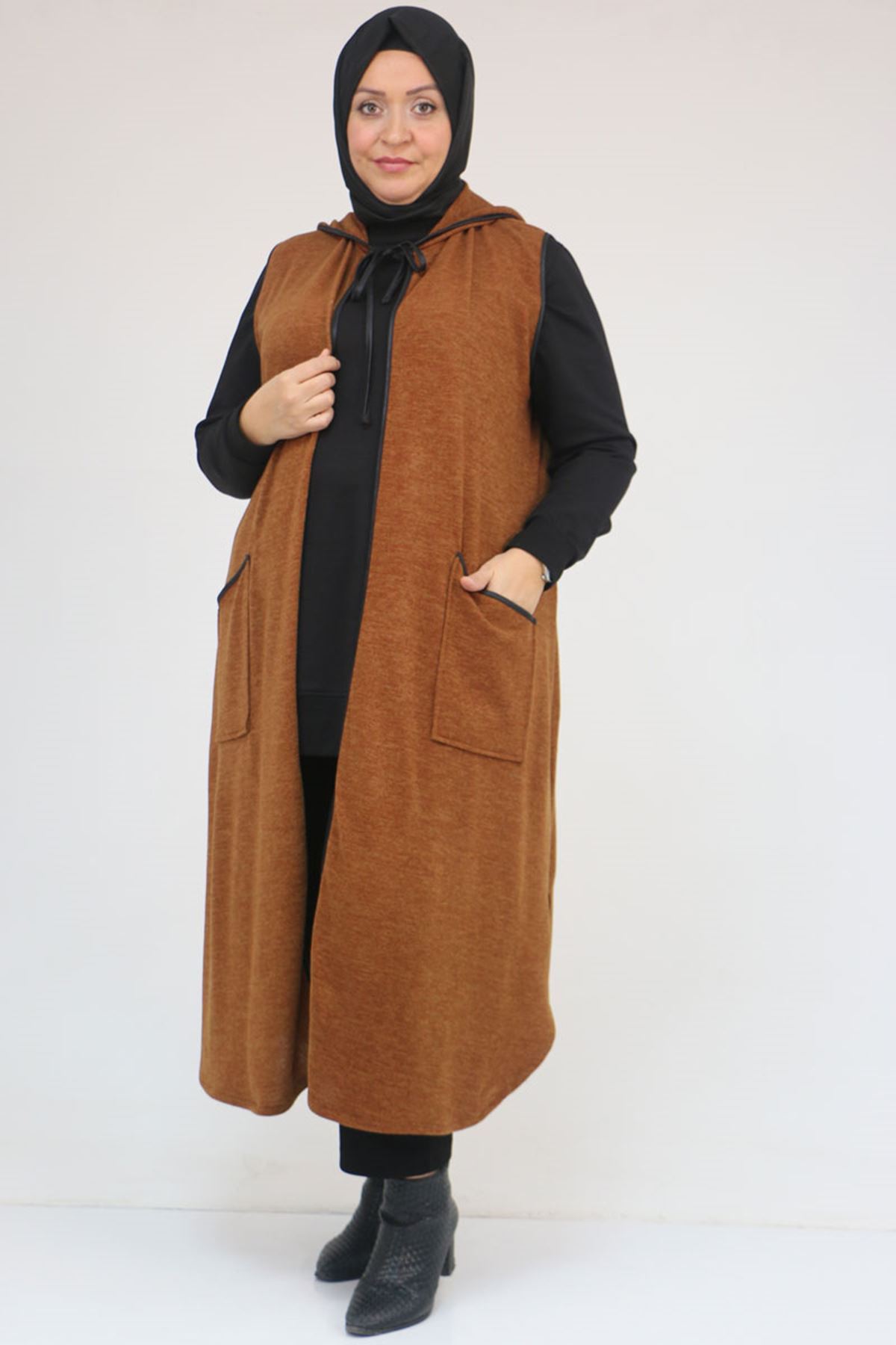 54014 Büyük Beden Waterport Biyeli Mir Yelek - Taba