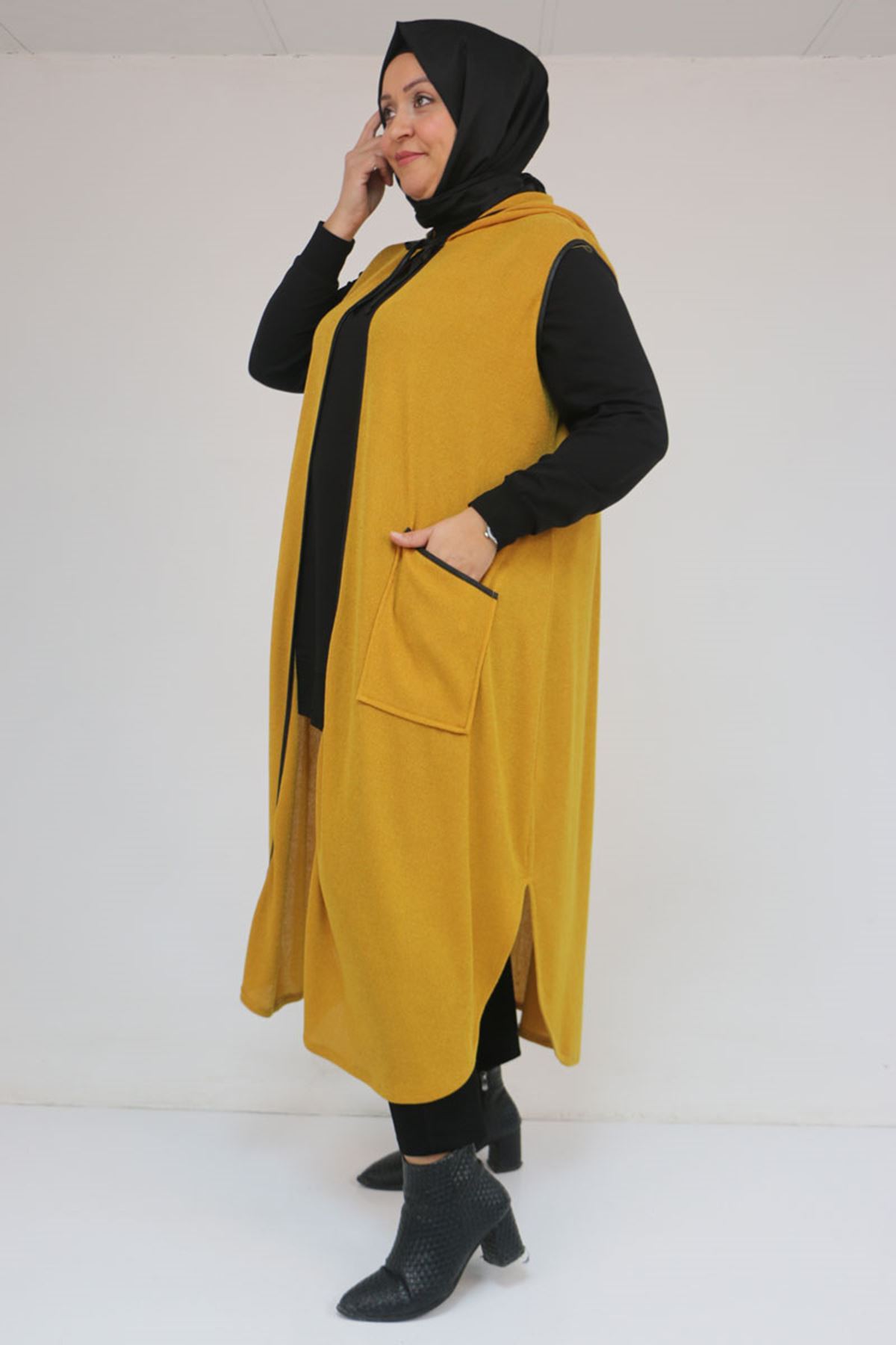 54014 Büyük Beden Waterport Biyeli Mir Yelek - Hardal