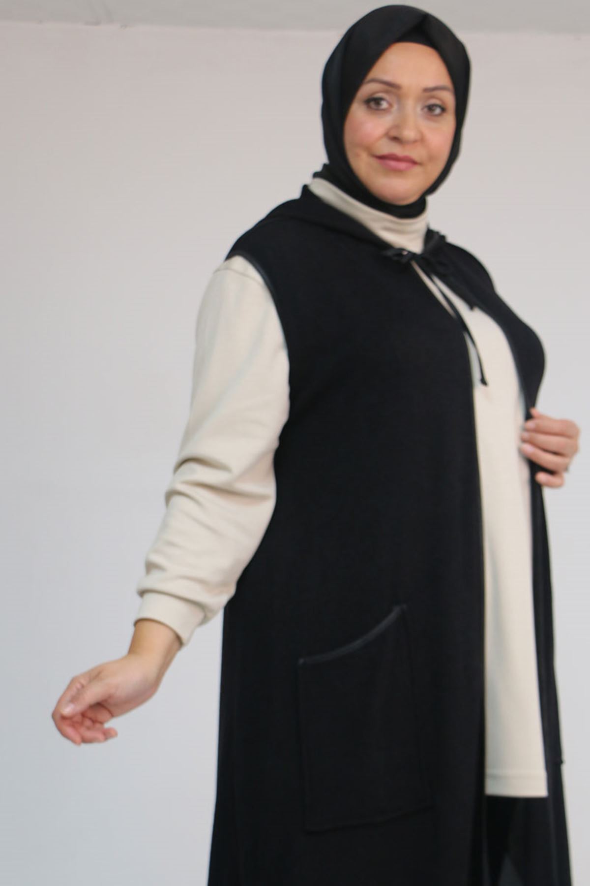 54014 Büyük Beden Waterport Biyeli Mir Yelek - Siyah