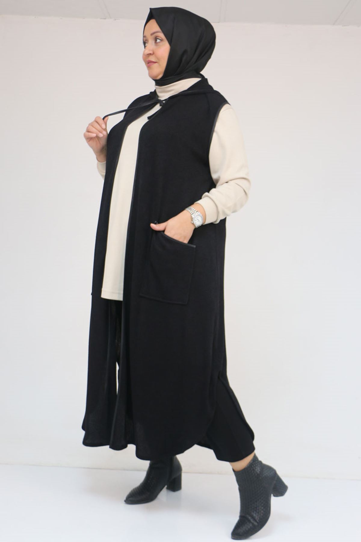 54014 Büyük Beden Waterport Biyeli Mir Yelek - Siyah