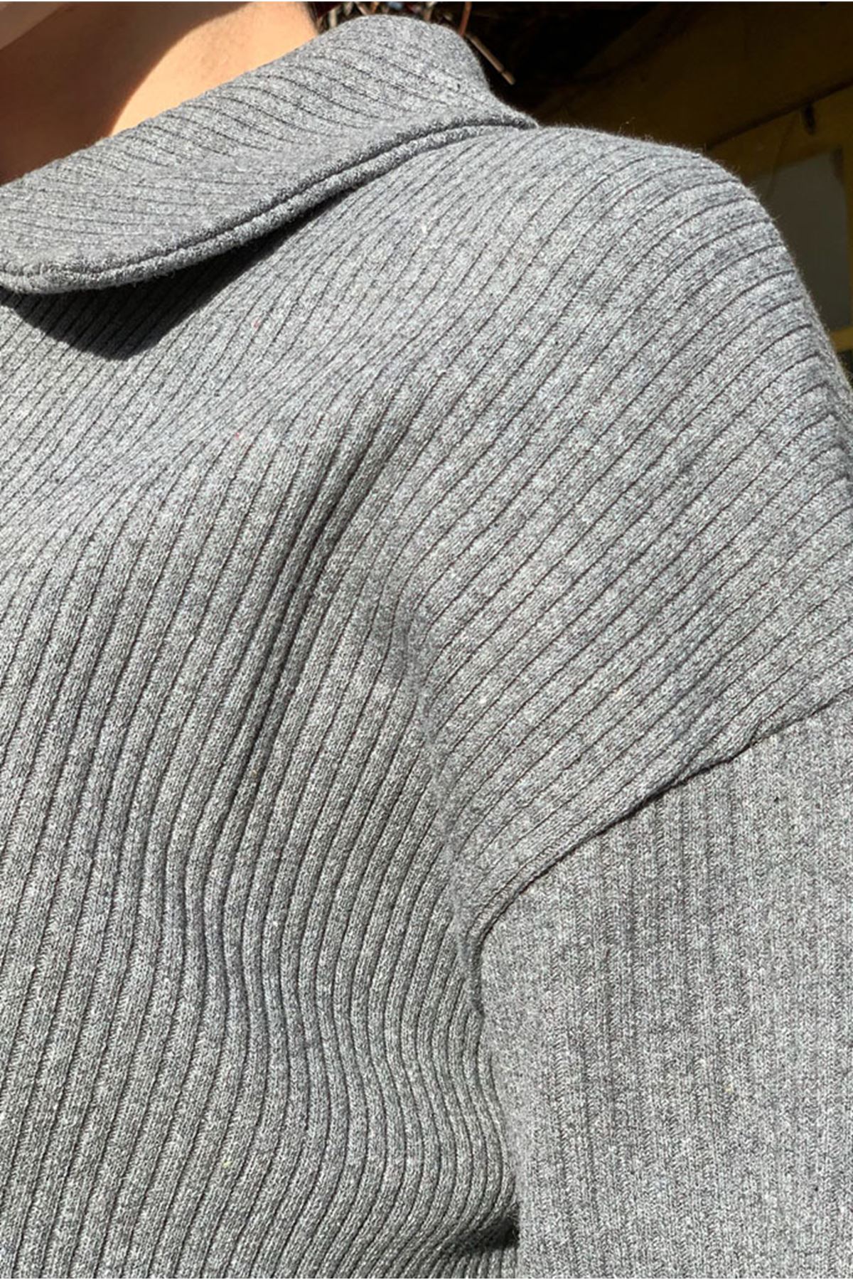 26K2233 - GRİ YARI FERMUARLI FİTİLLİ TAKIM