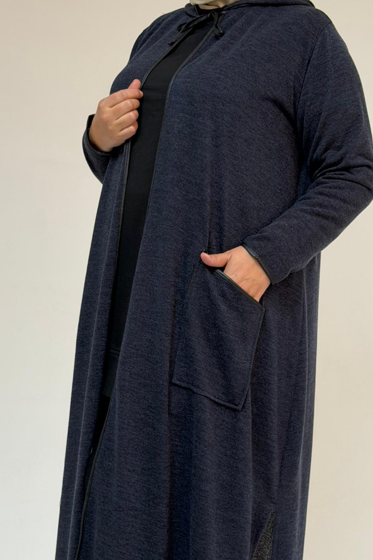 53063 Büyük Beden Biyeli Cepli Mir Ceket - Lacivert