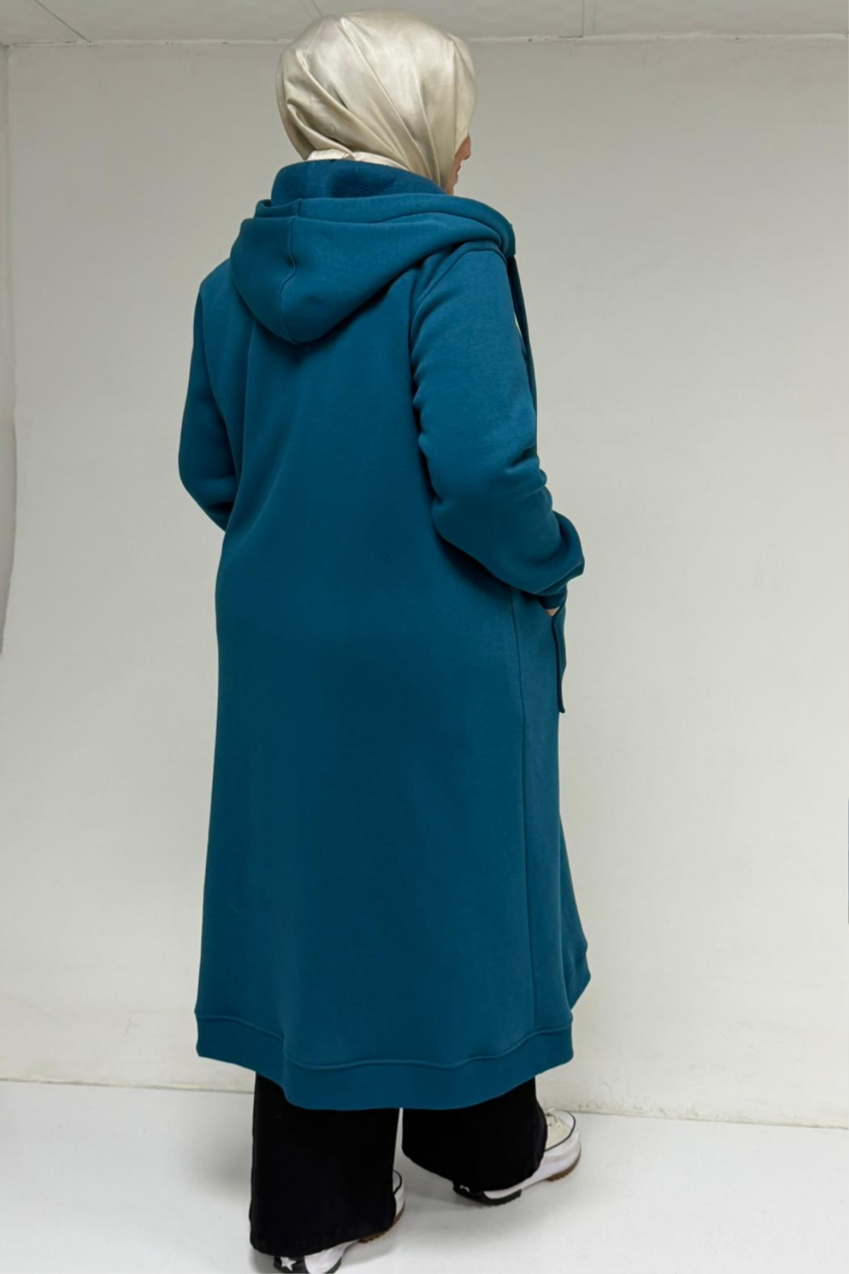 33103 Büyük Beden Fermuarlı Üç İplik Kap - Petrol