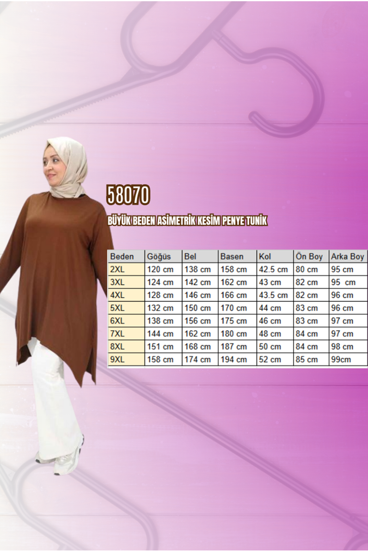 58070 Büyük Beden Asimetrik Kesim Penye Tunik - Bordo