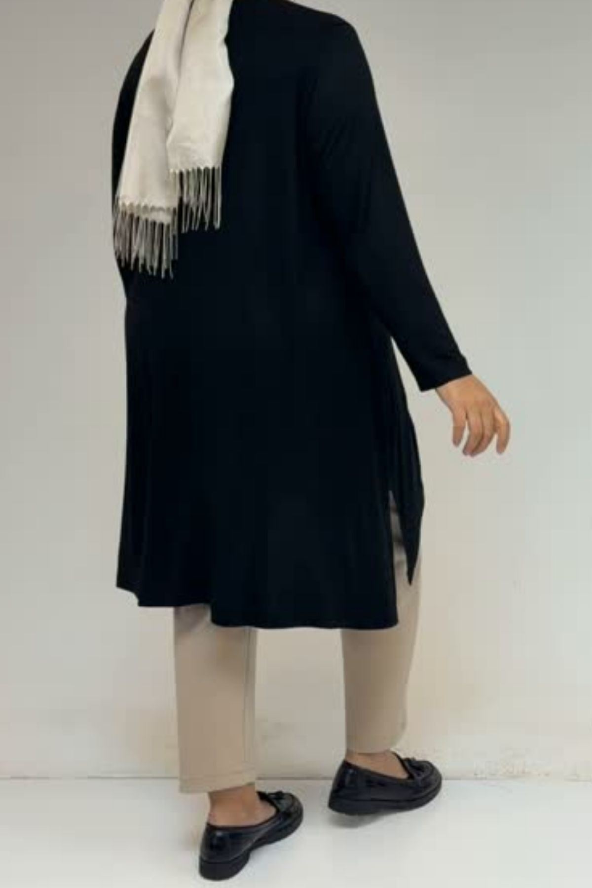 58070 Büyük Beden Asimetrik Kesim Penye Tunik - Siyah