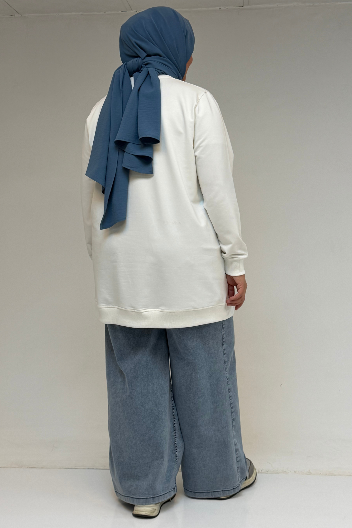 58172 Büyük Beden Taş Baskı Detaylı Kristal Tunik - Ekru