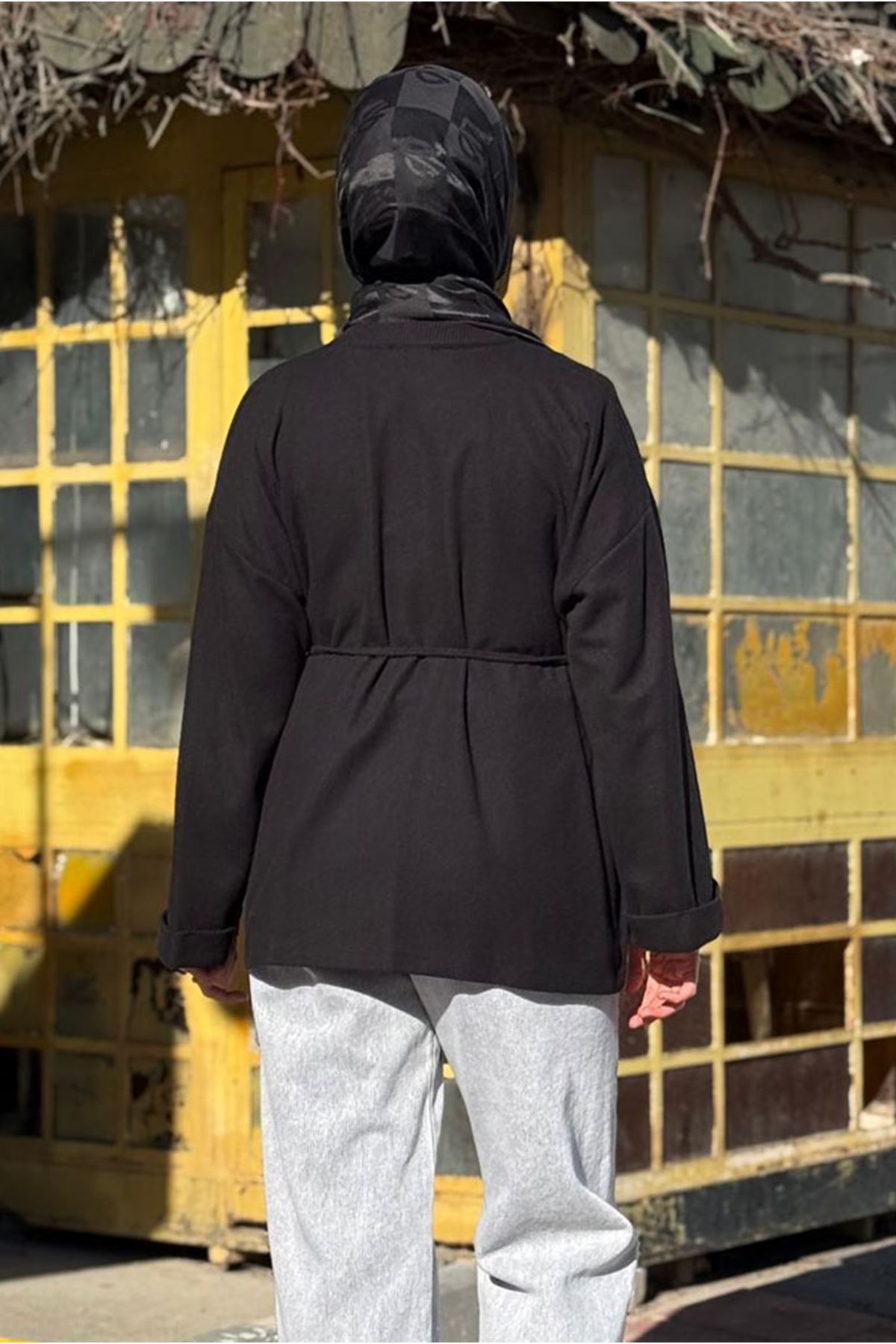 26K7048 - SİYAH - BAĞLAMA İPLİ TUNİK