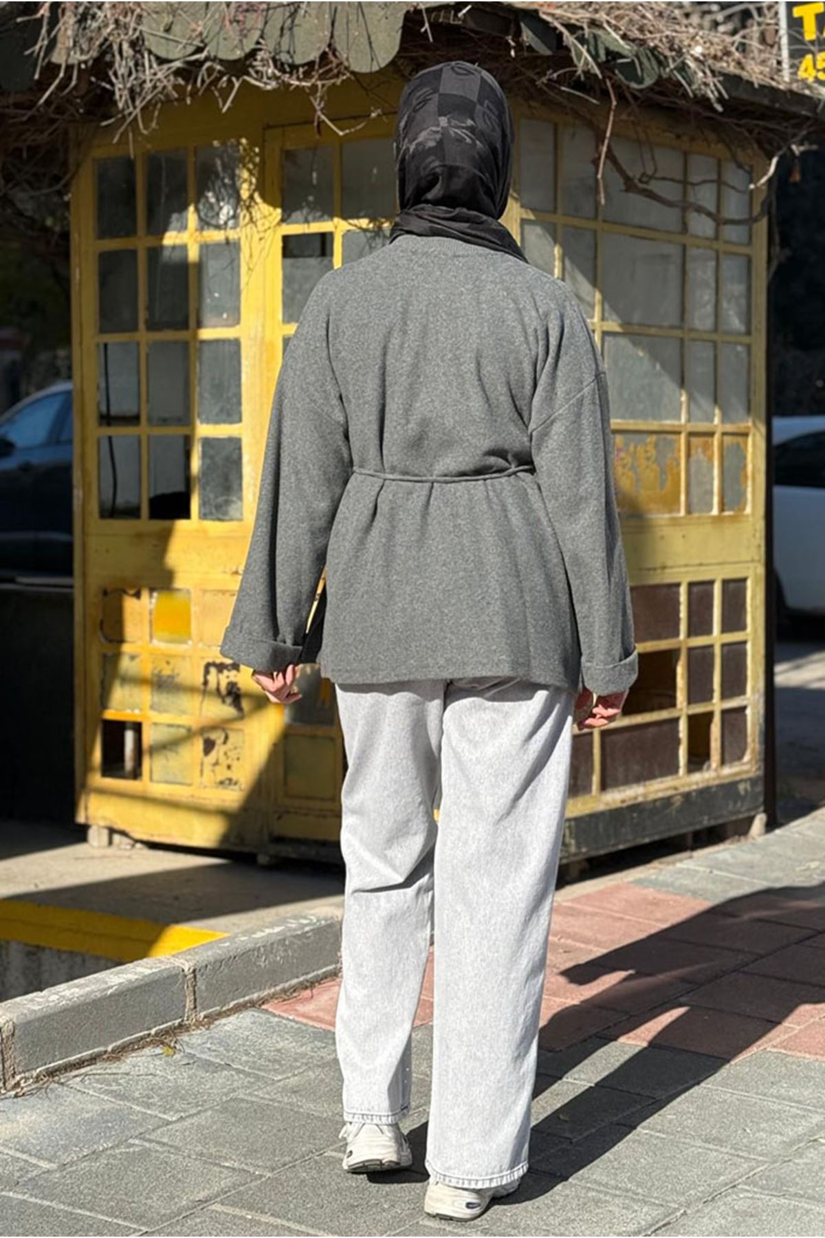 26K7048 - ANTRASİT - BAĞLAMA İPLİ TUNİK