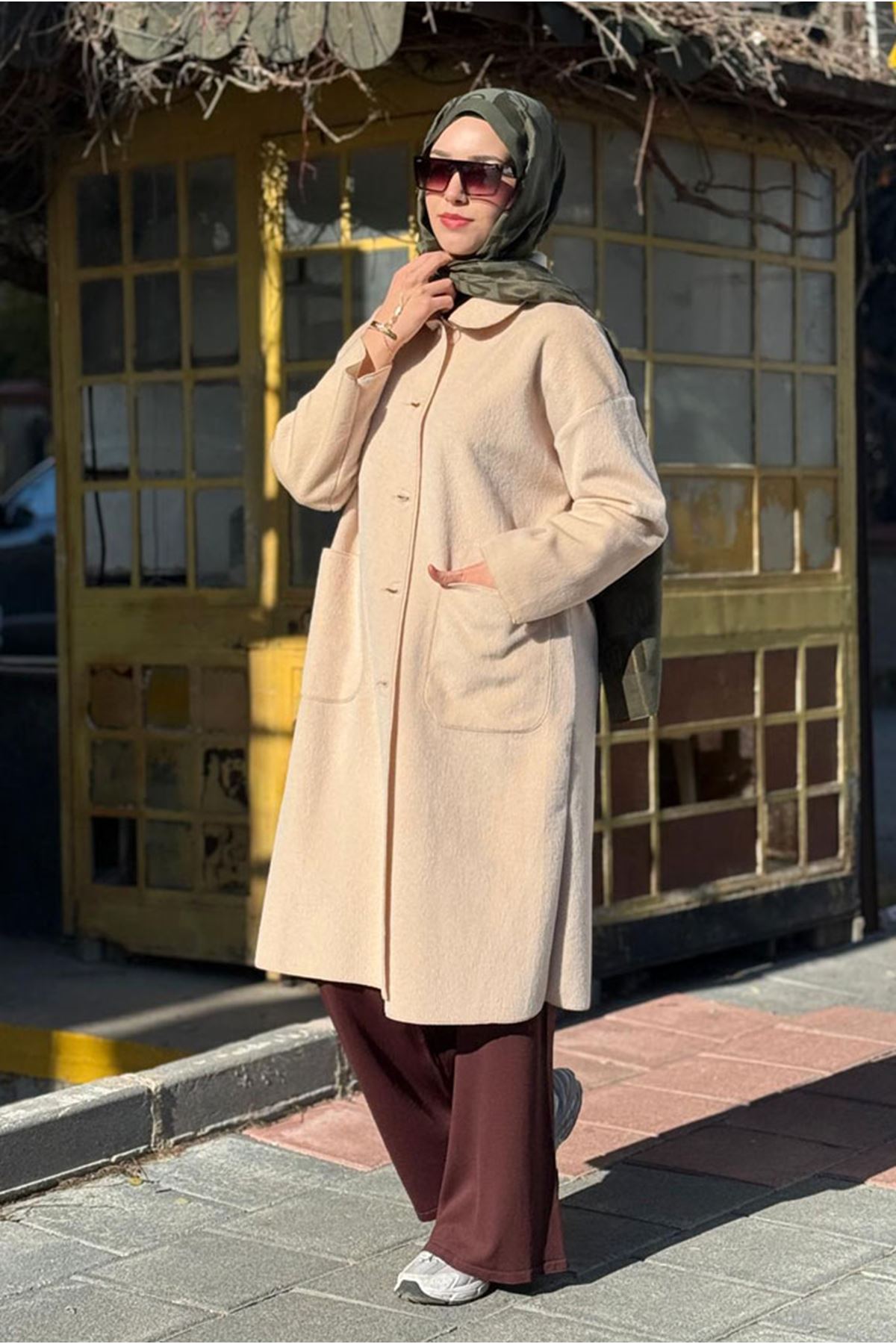 26K7214 - BEJ - KAŞMİR İNCE KABAN