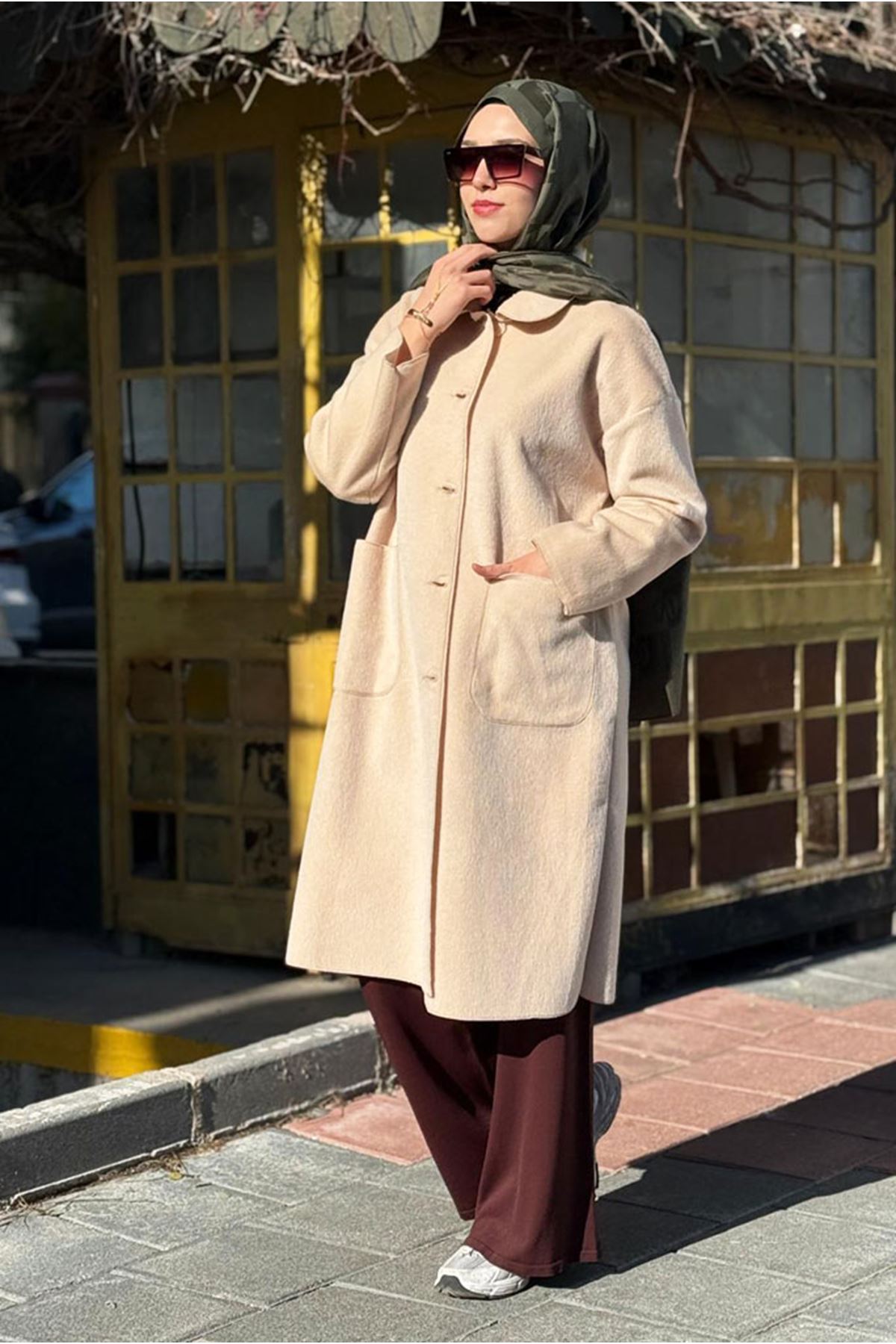 26K7214 - BEJ - KAŞMİR İNCE KABAN