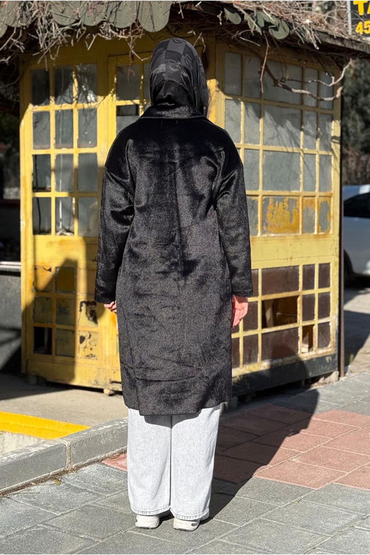 26K7214 - SİYAH - KAŞMİR İNCE KABAN