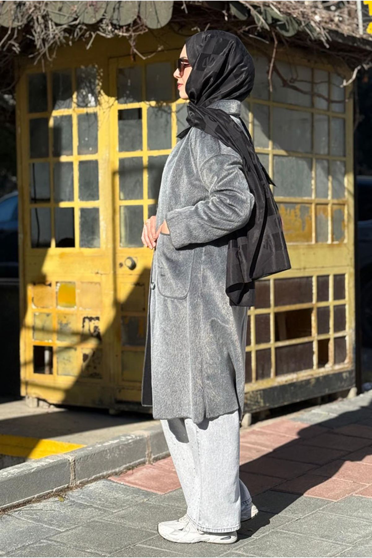 26K7214 - ANTRASİT - KAŞMİR İNCE KABAN