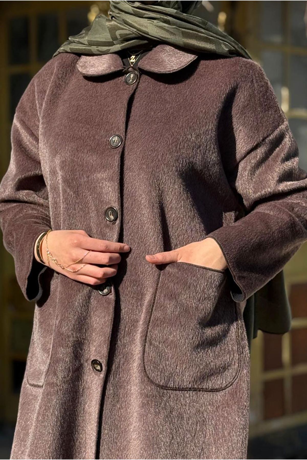 26K7214 - KAHVE - KAŞMİR İNCE KABAN