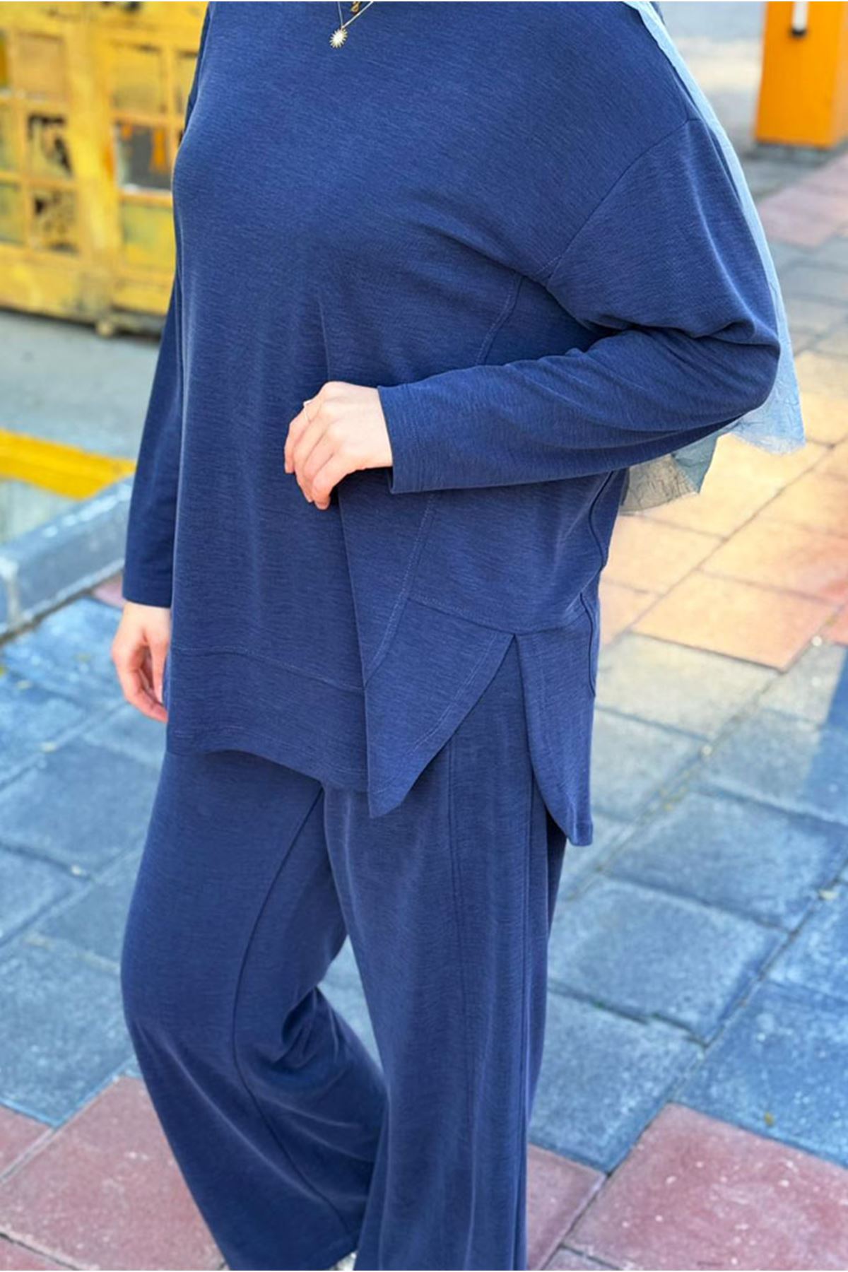 26K7566 - LACİVERT - YIRTMAÇLI TAKIM