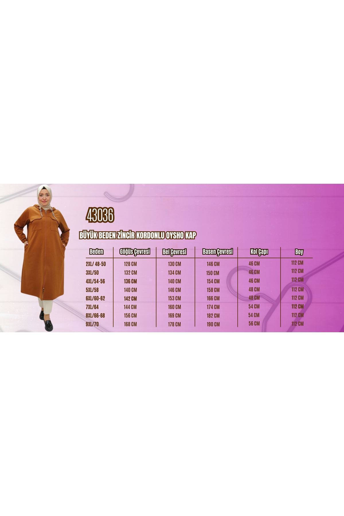 43036 Büyük Beden Zincir Kordonlu Oysho Kap - Vizon