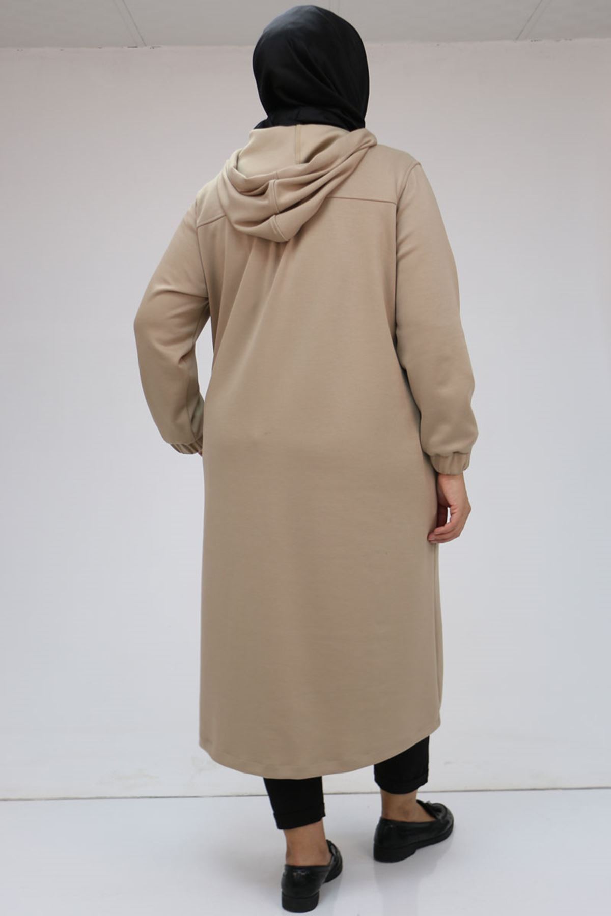 43036 Büyük Beden Zincir Kordonlu Oysho Kap - Vizon