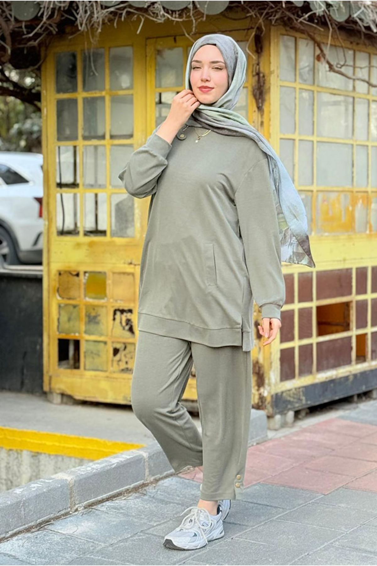 26K7562 - HAKİ - FERMUAR DETAYLI BASİC TAKIM