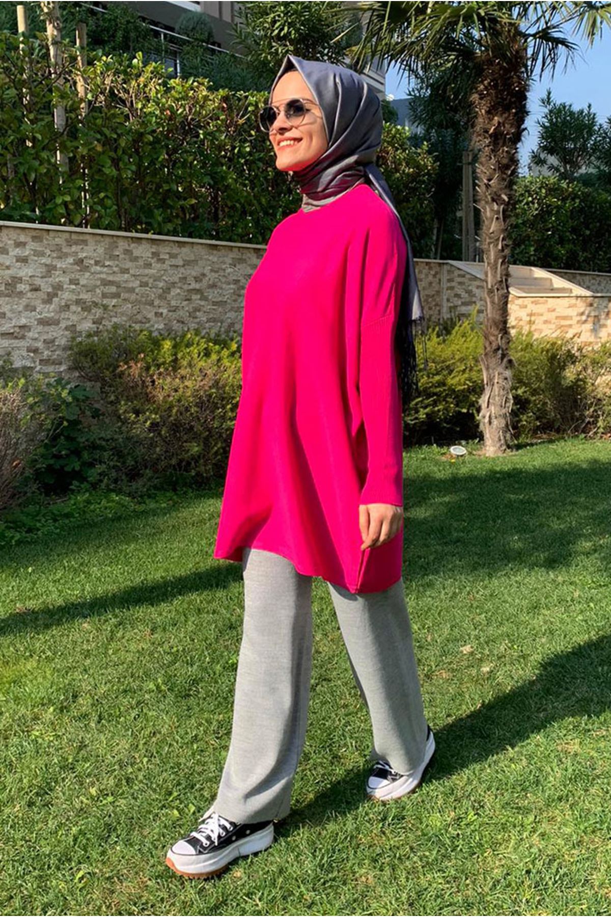 26K4047 - PEMBE - BALIKÇI YAKA TRİKO KAZAK