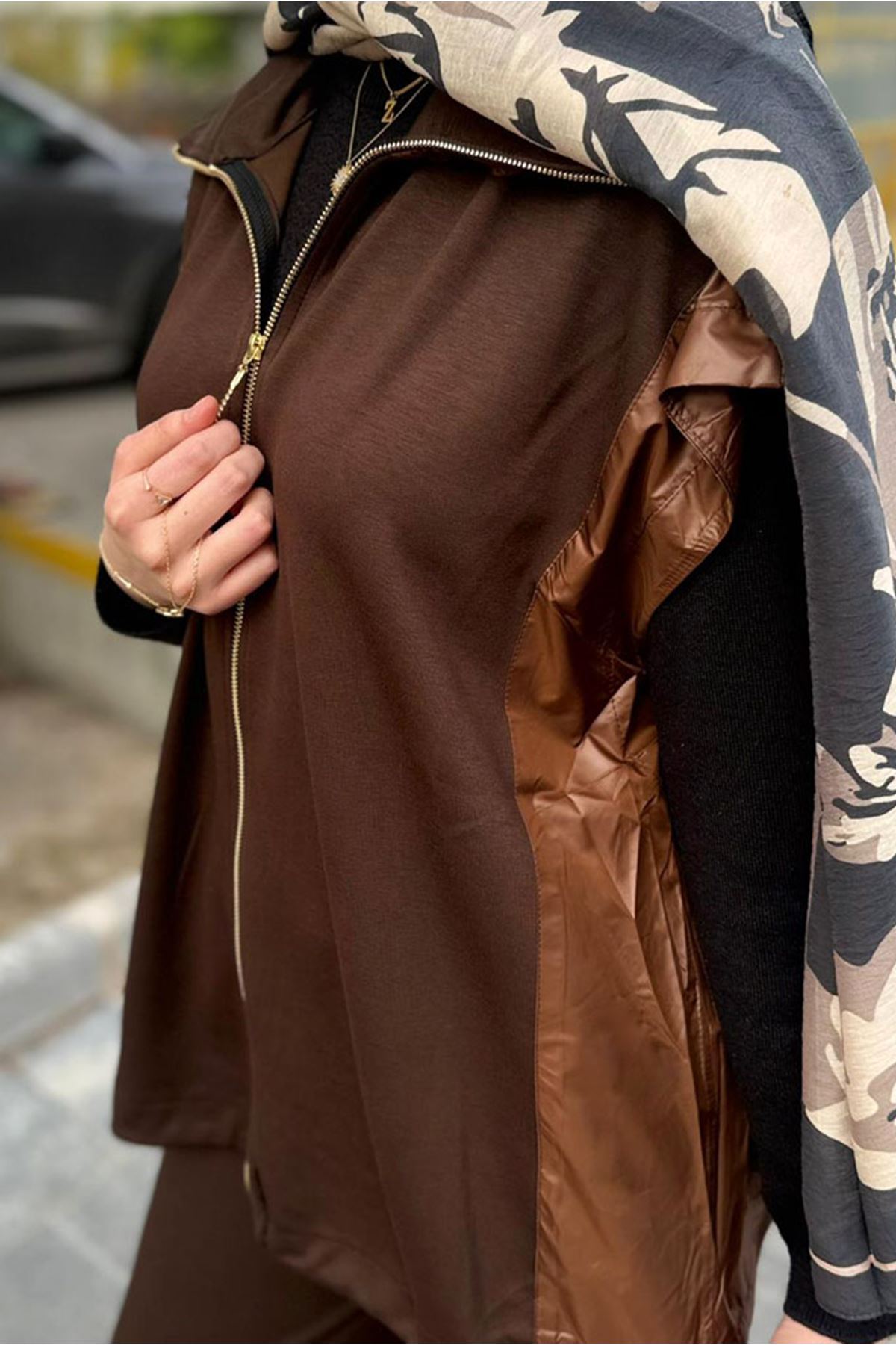 26K7576 - KAHVE - PARAŞÜT DETAYLI YELEK TAKIM