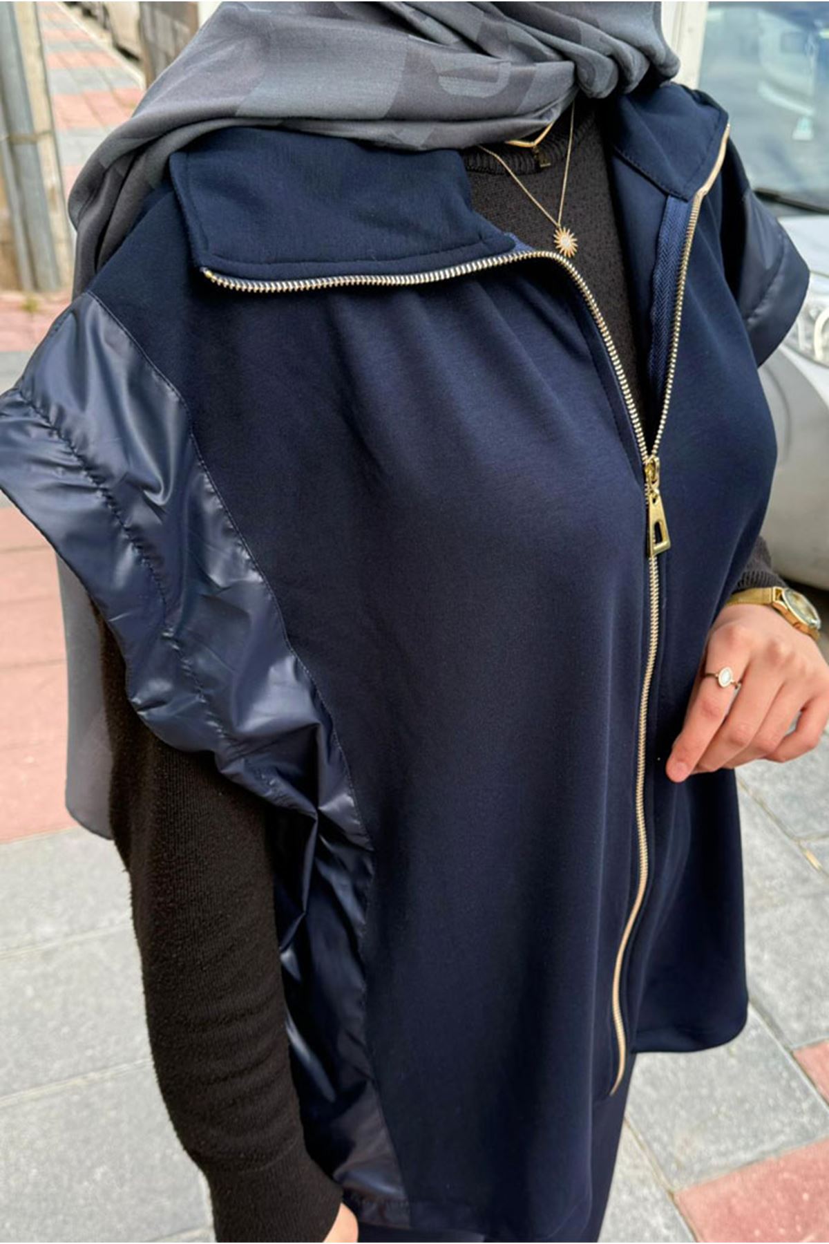 26K7576 - LACİVERT - PARAŞÜT DETAYLI YELEK TAKIM