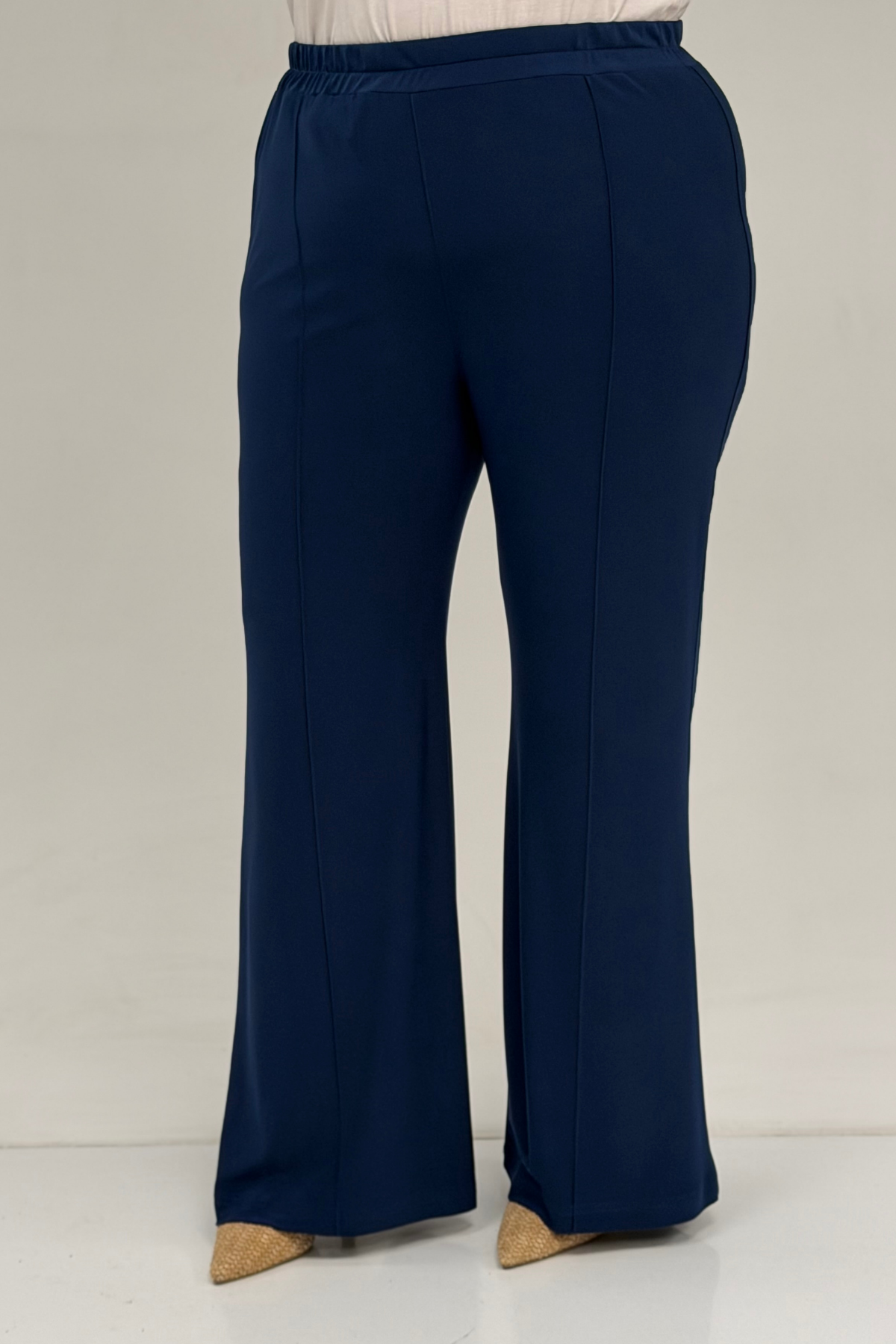 67031 Büyük Beden Yanları Cep Detaylı Pantolonlu Sandy Takım - İndigo