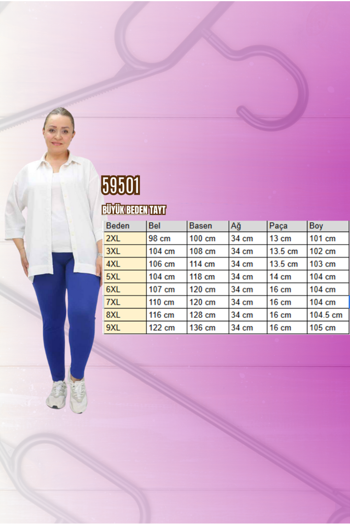 59501 Büyük Beden Penye Tayt - Kahve