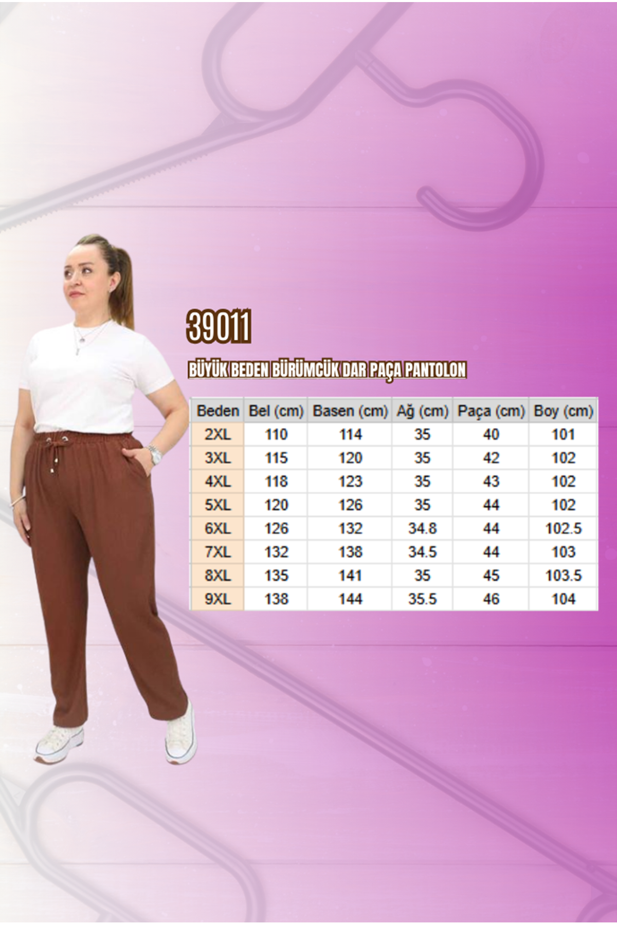 39011 Büyük Beden Bürümcük Dar Paça Pantolon - Lacivert