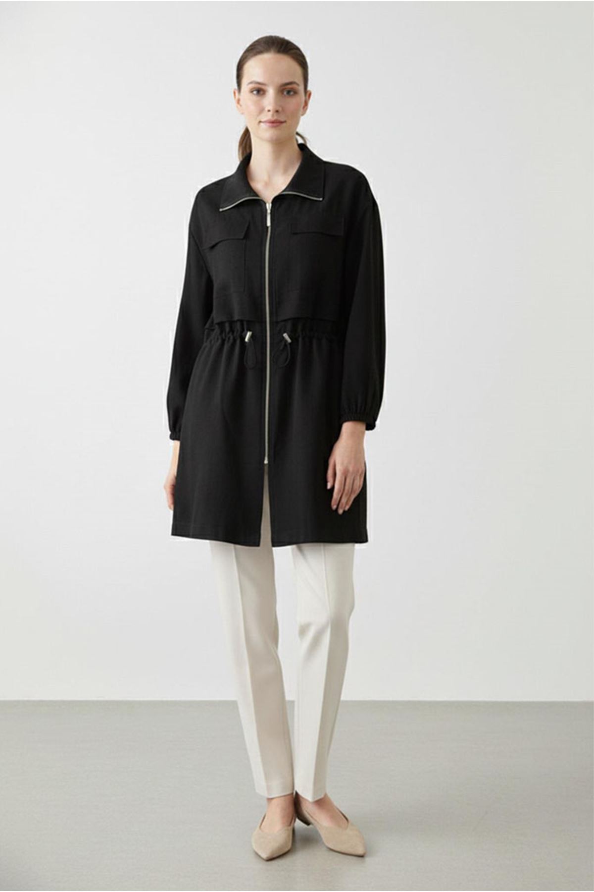 26Y7072 - SİYAH - BÜZGÜLÜ CEKET 