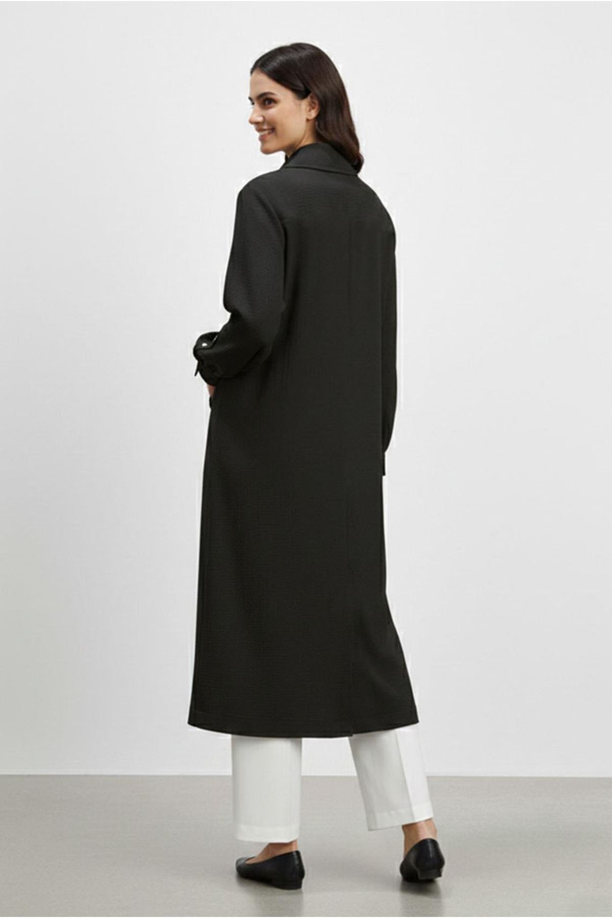 26Y7218 - SİYAH - BASİC FERMUARLI UZUN KAP