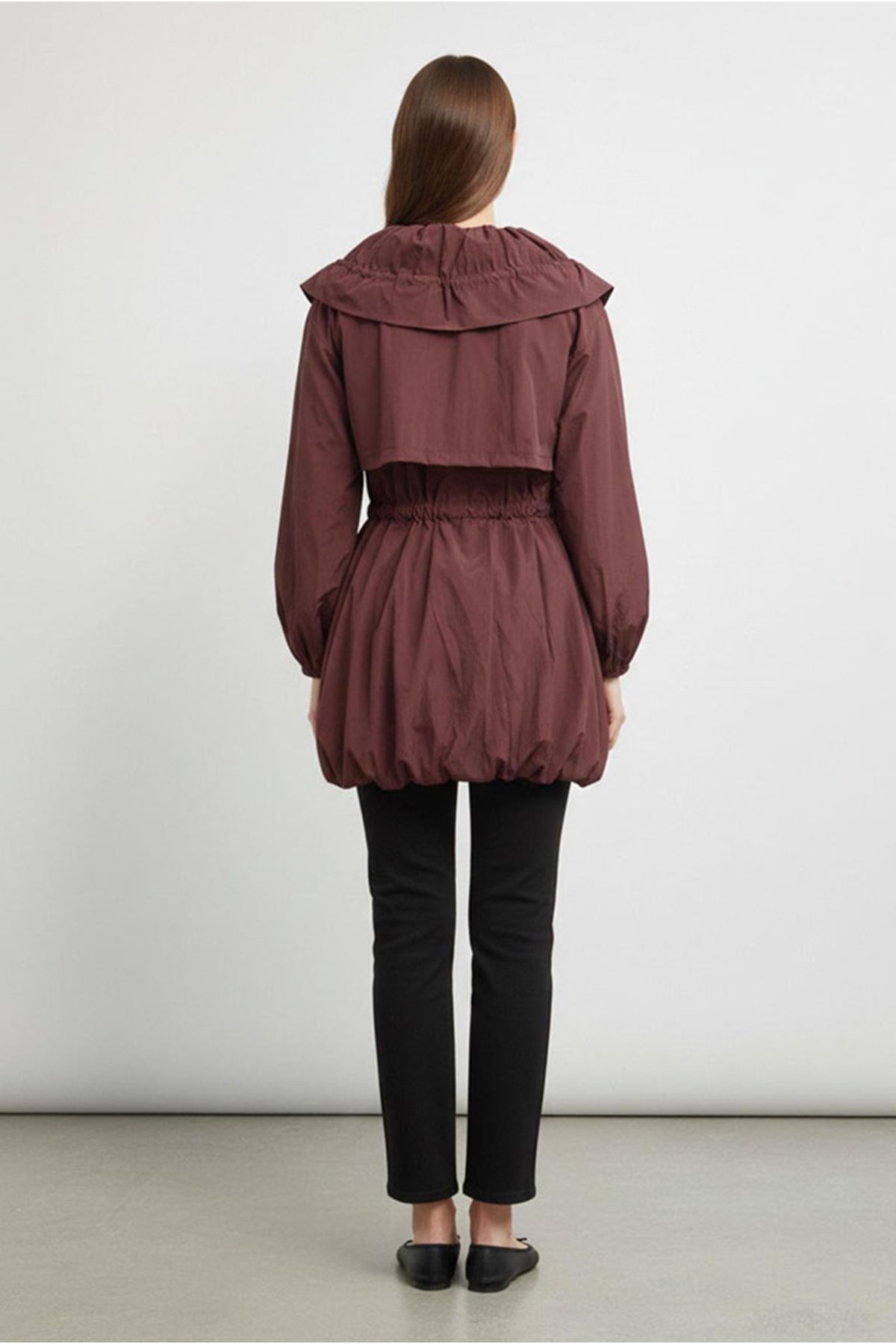 26Y7242 - BORDO - KEMERLİ FERMUARLI CEKET