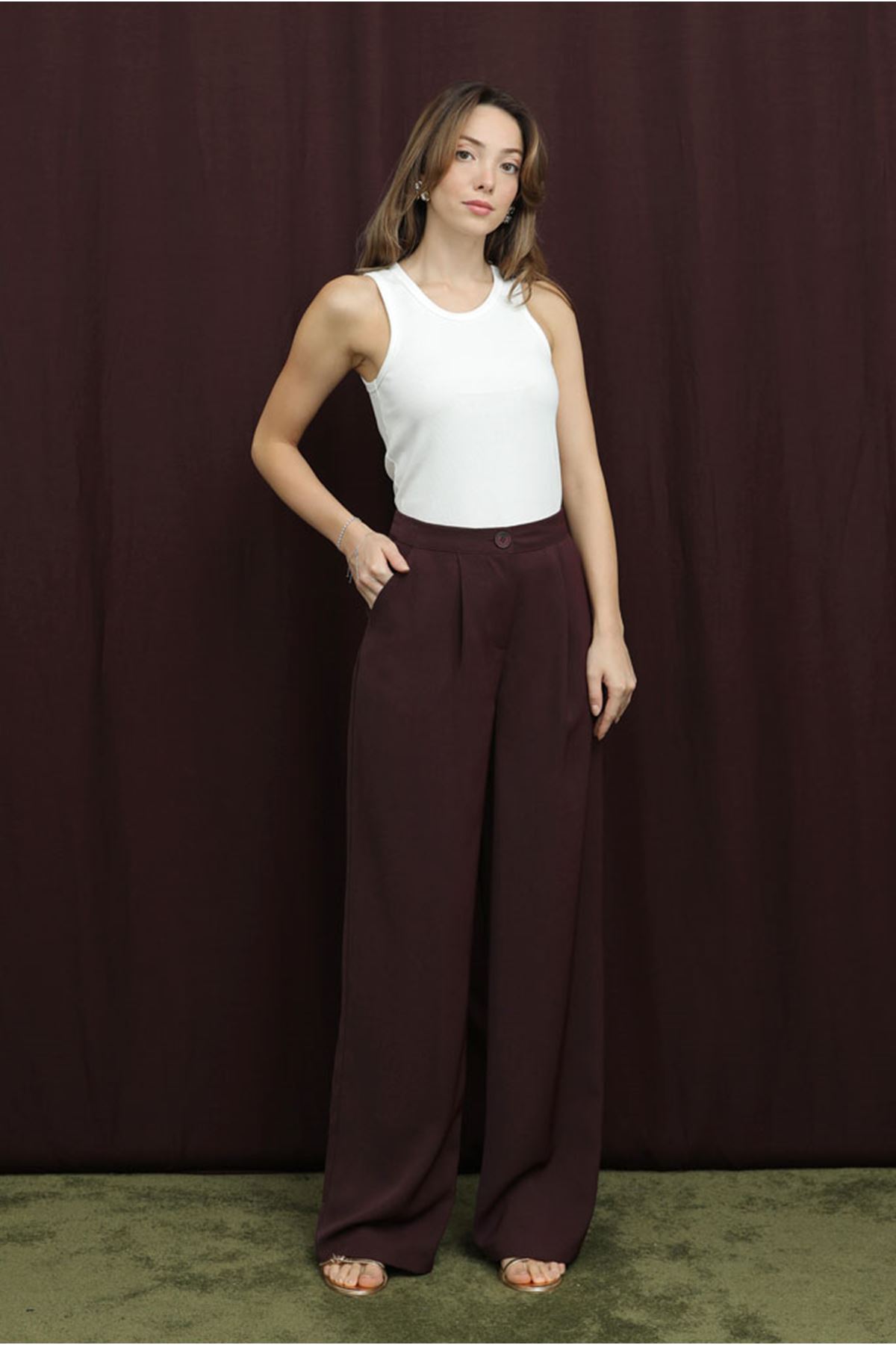 26Y7365 - BORDO - PALAZZO PANTOLON 