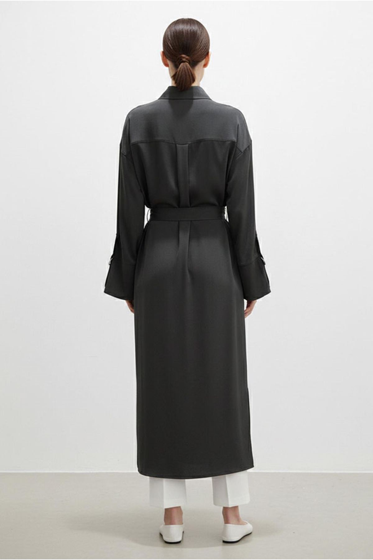 26Y7418 - FÜME - KUŞAKLI ELBİSE KAP