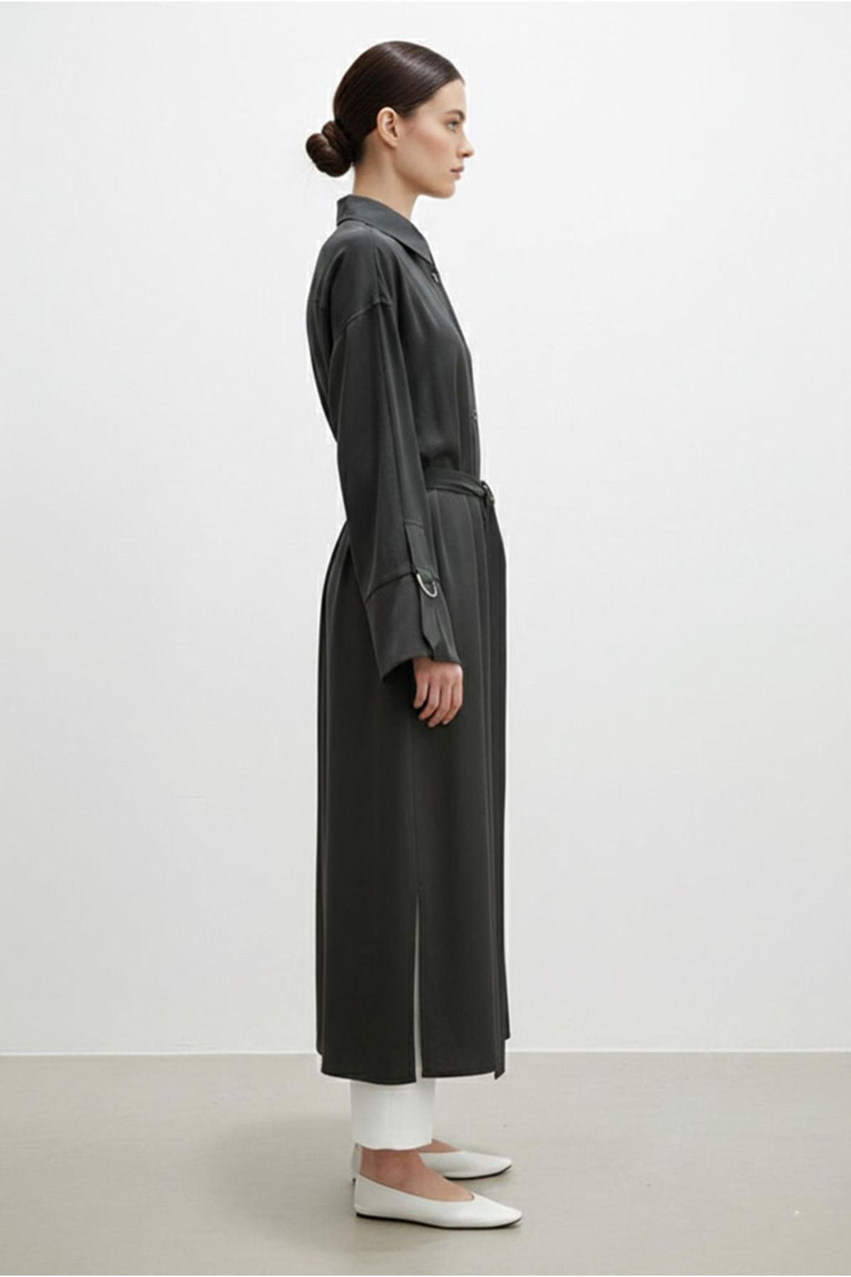 26Y7418 - FÜME - KUŞAKLI ELBİSE KAP