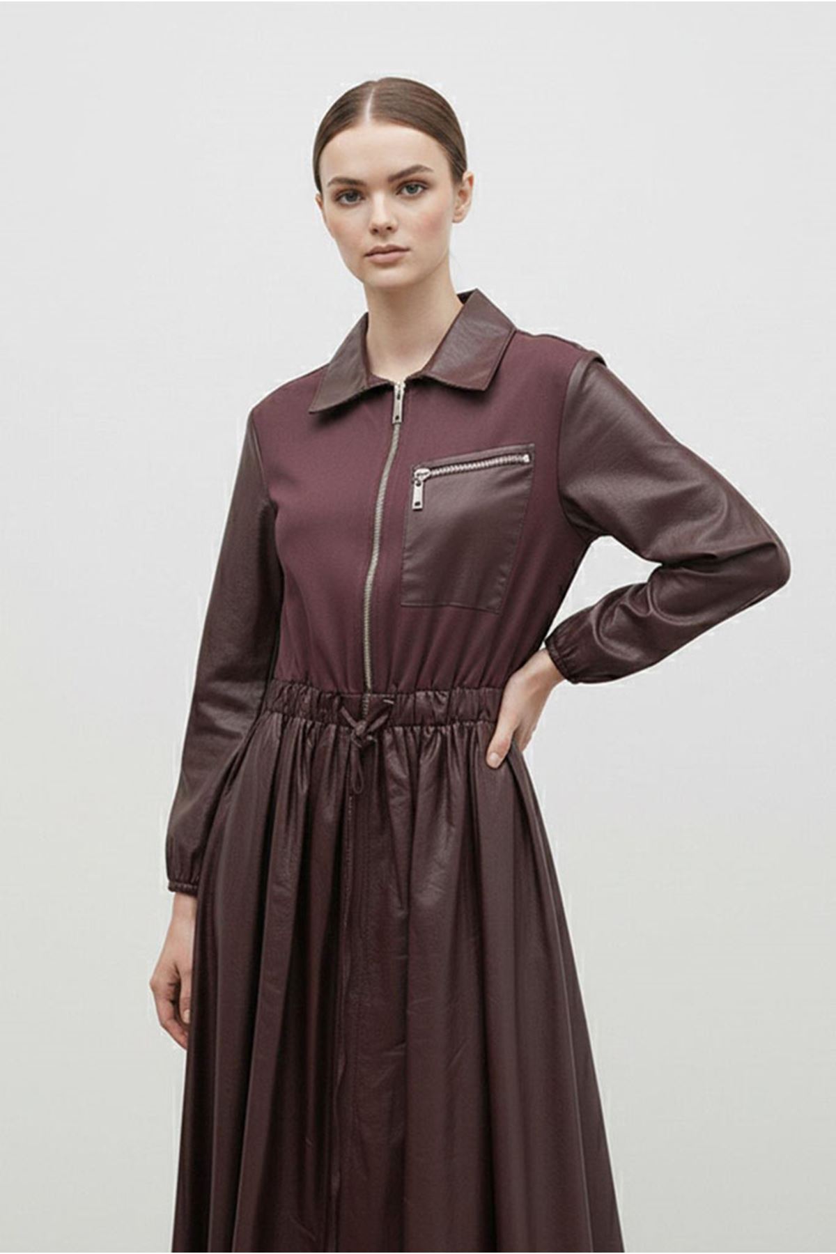 26Y7424 - BORDO - PARAŞÜT CEPLİ ELBİSE