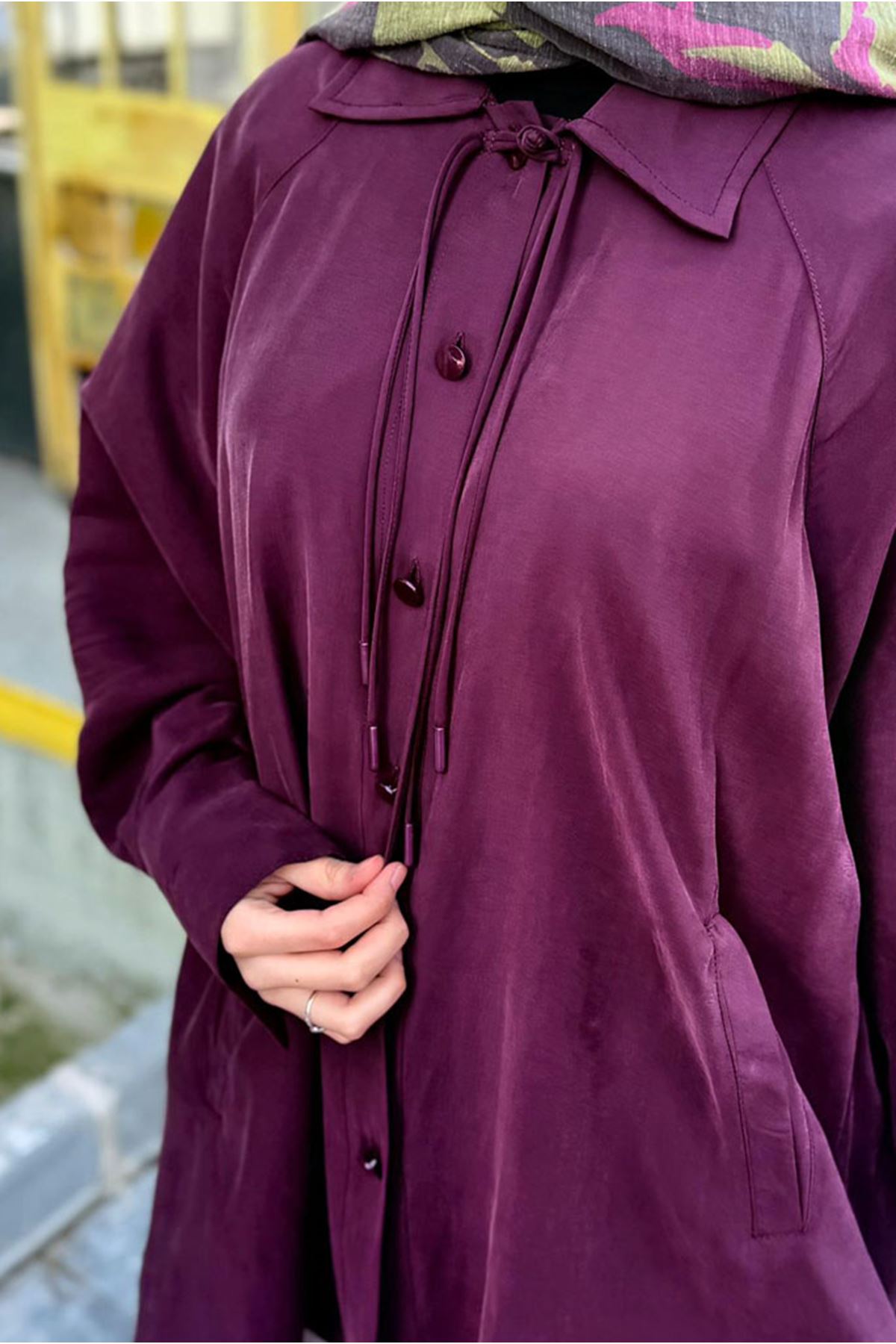 26Y7066 - BORDO - OVERSİZE GÖMLEK