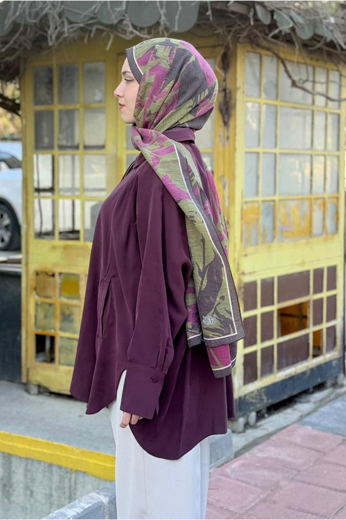 26Y7066 - BORDO - OVERSİZE GÖMLEK