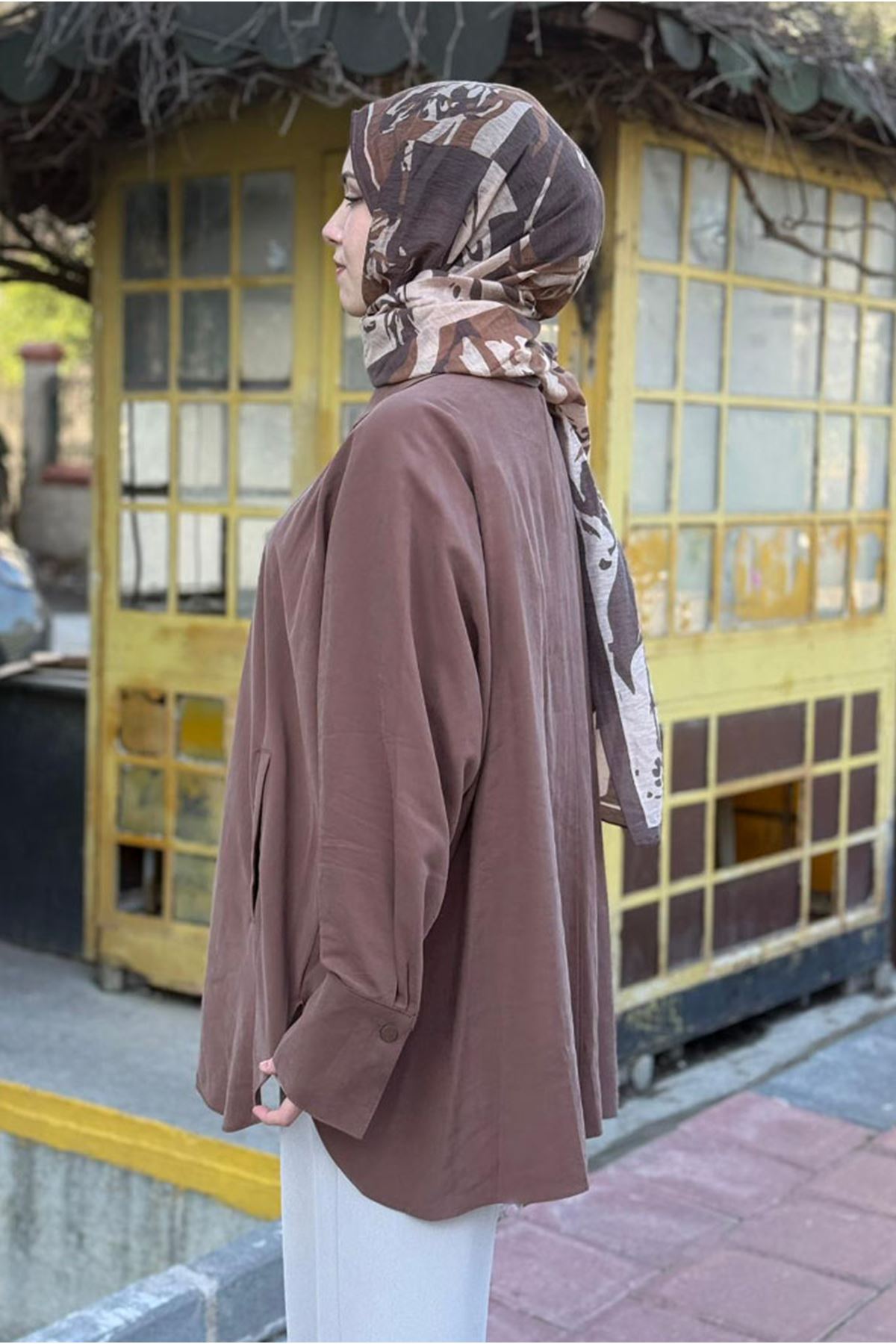 26Y7066 - KAHVE - OVERSİZE GÖMLEK