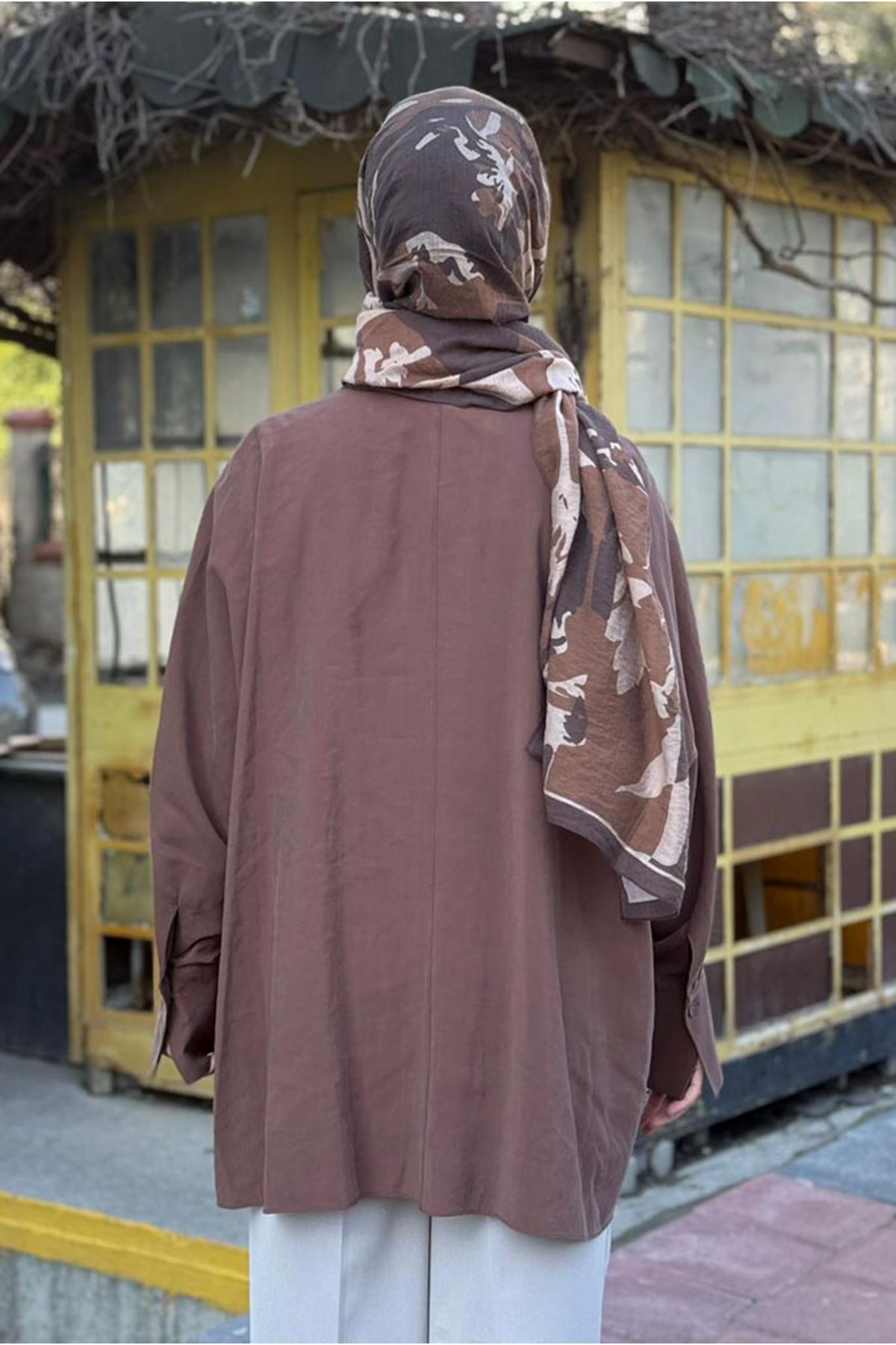 26Y7066 - KAHVE - OVERSİZE GÖMLEK