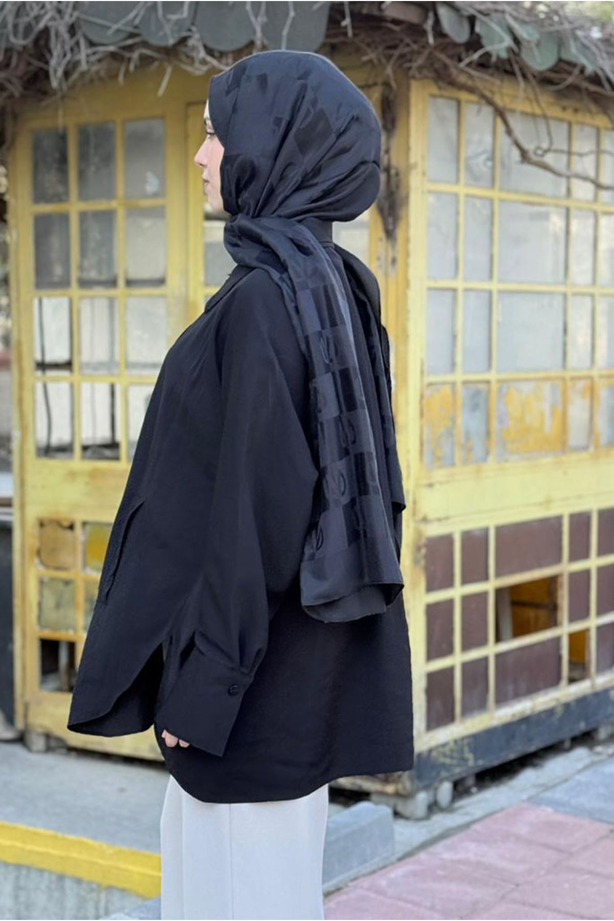 26Y7066 - SİYAH - OVERSİZE GÖMLEK